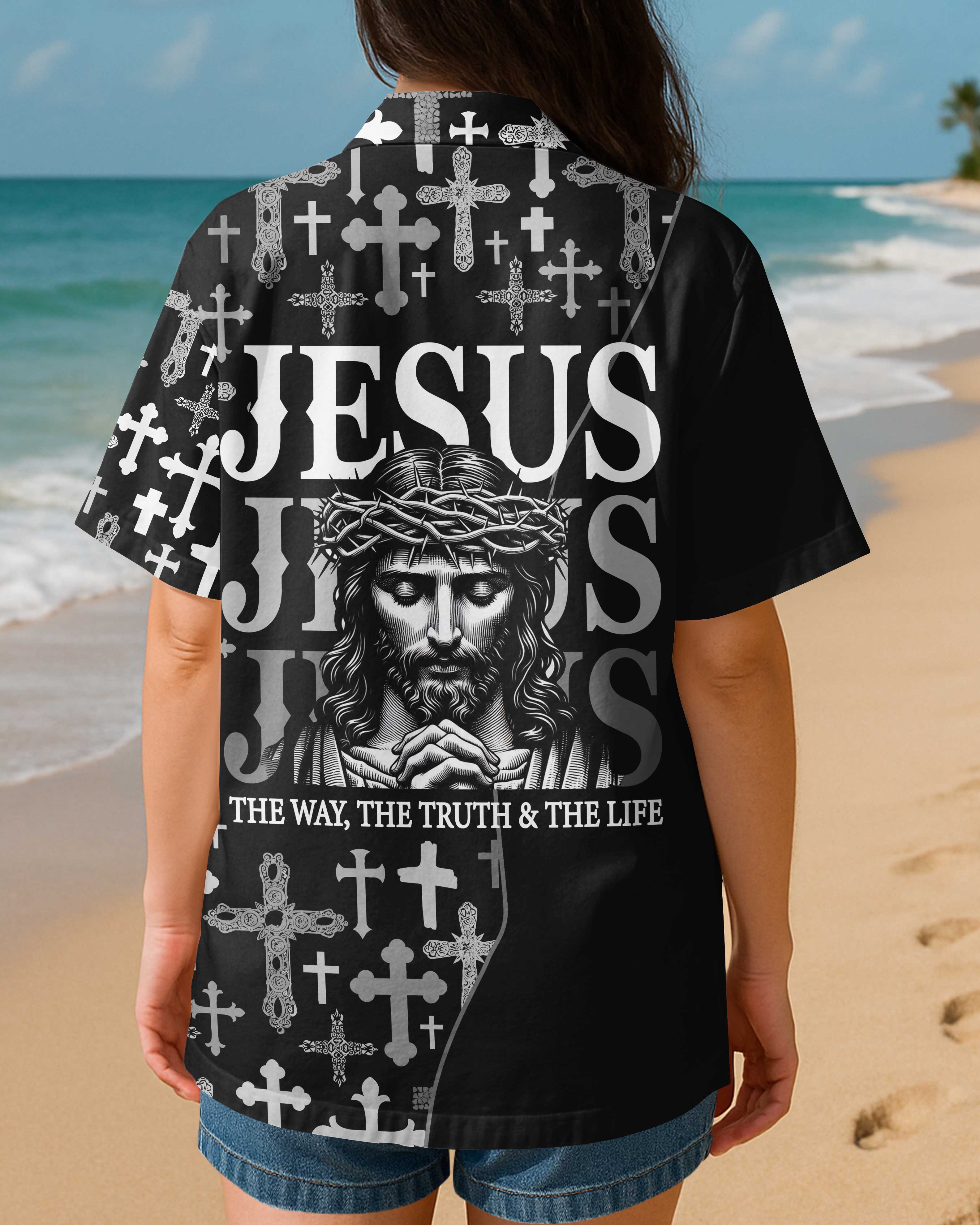 Jesus The Way The Truth The Life All Over Print Hawaiian T-Shirt