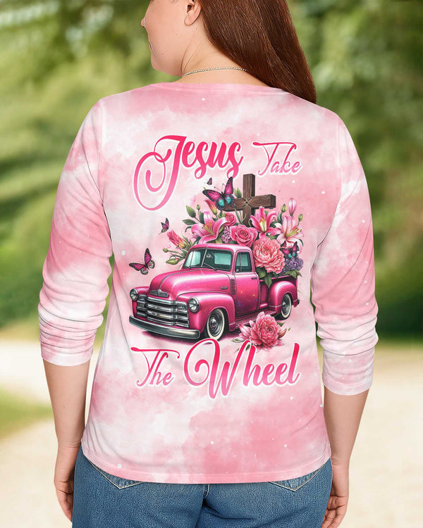 Jesus Take The Wheel All Over Print V-neck Long Sleeves Shirt