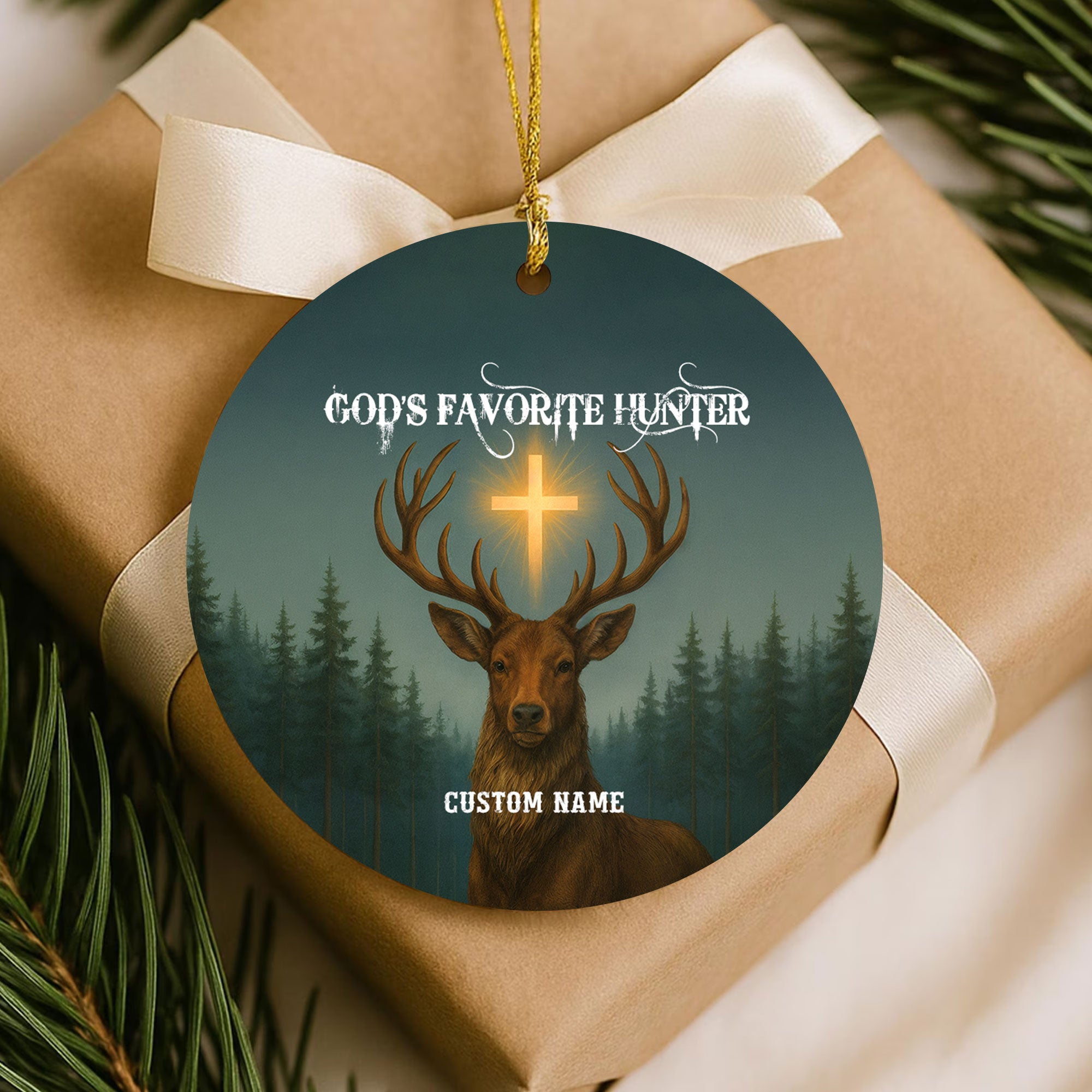 God Favorite Hunter Personalized Ceramic Ornament, Custom Name