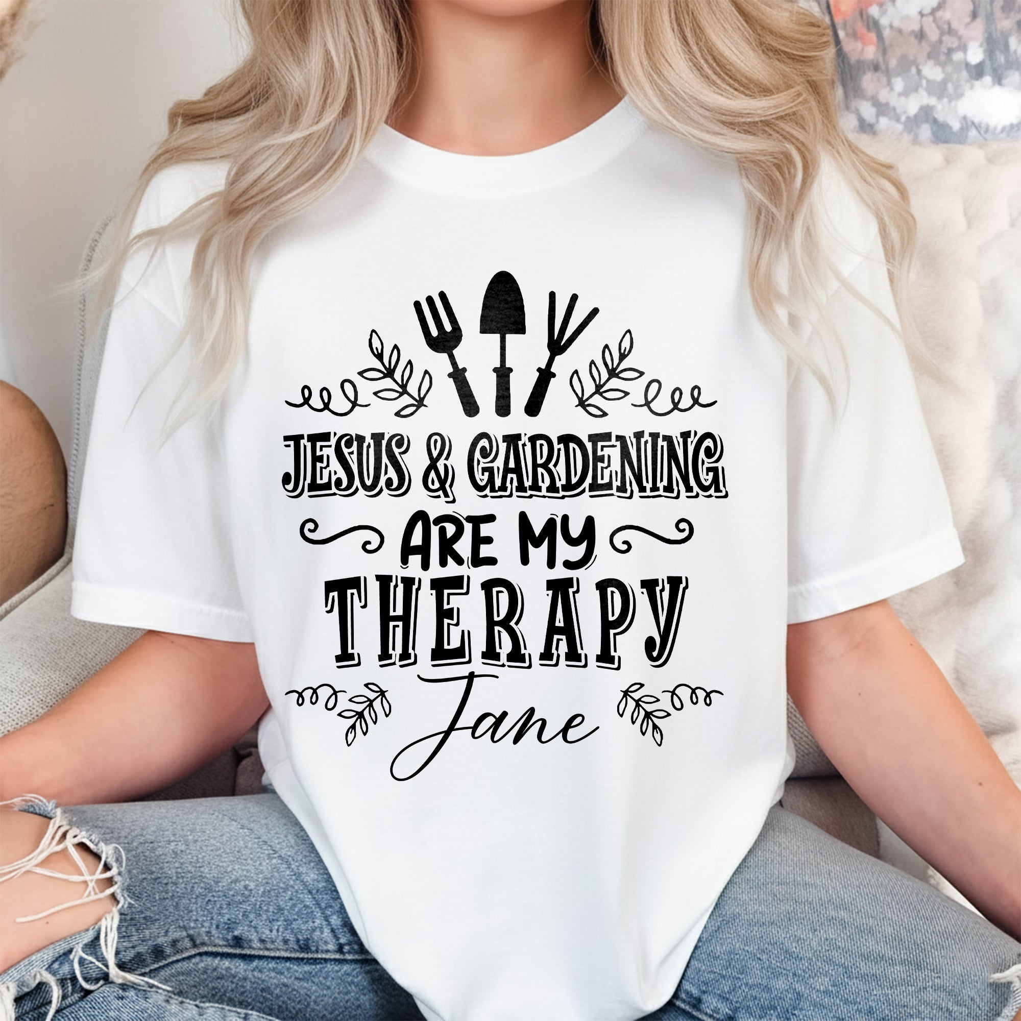 Jesus & Gardening Is My Therapy Jane T-Shirt