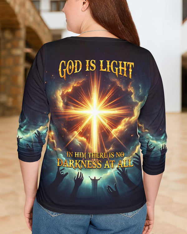 God Is Light In Him There Is No Darkness At All All Over Print V-neck Long Sleeves Shirt