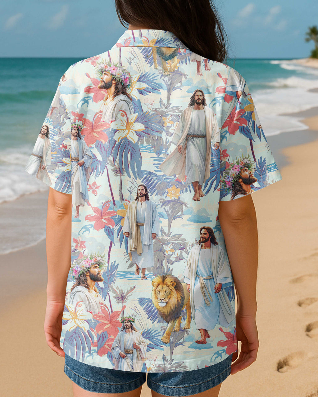 Jesus and Lion Tropical Hawaiian T-Shirt