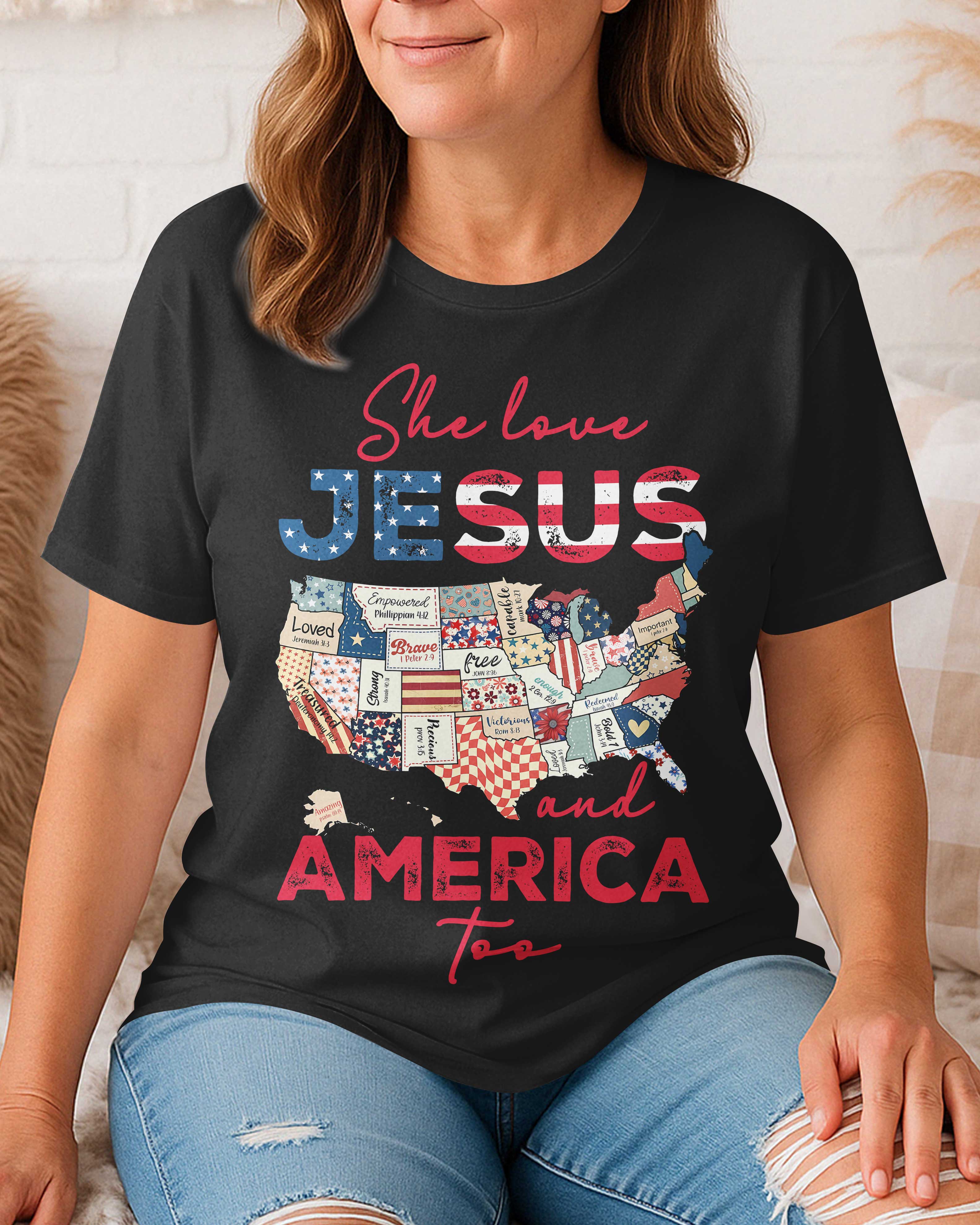 She Loves Jesus and America Too T-Shirt