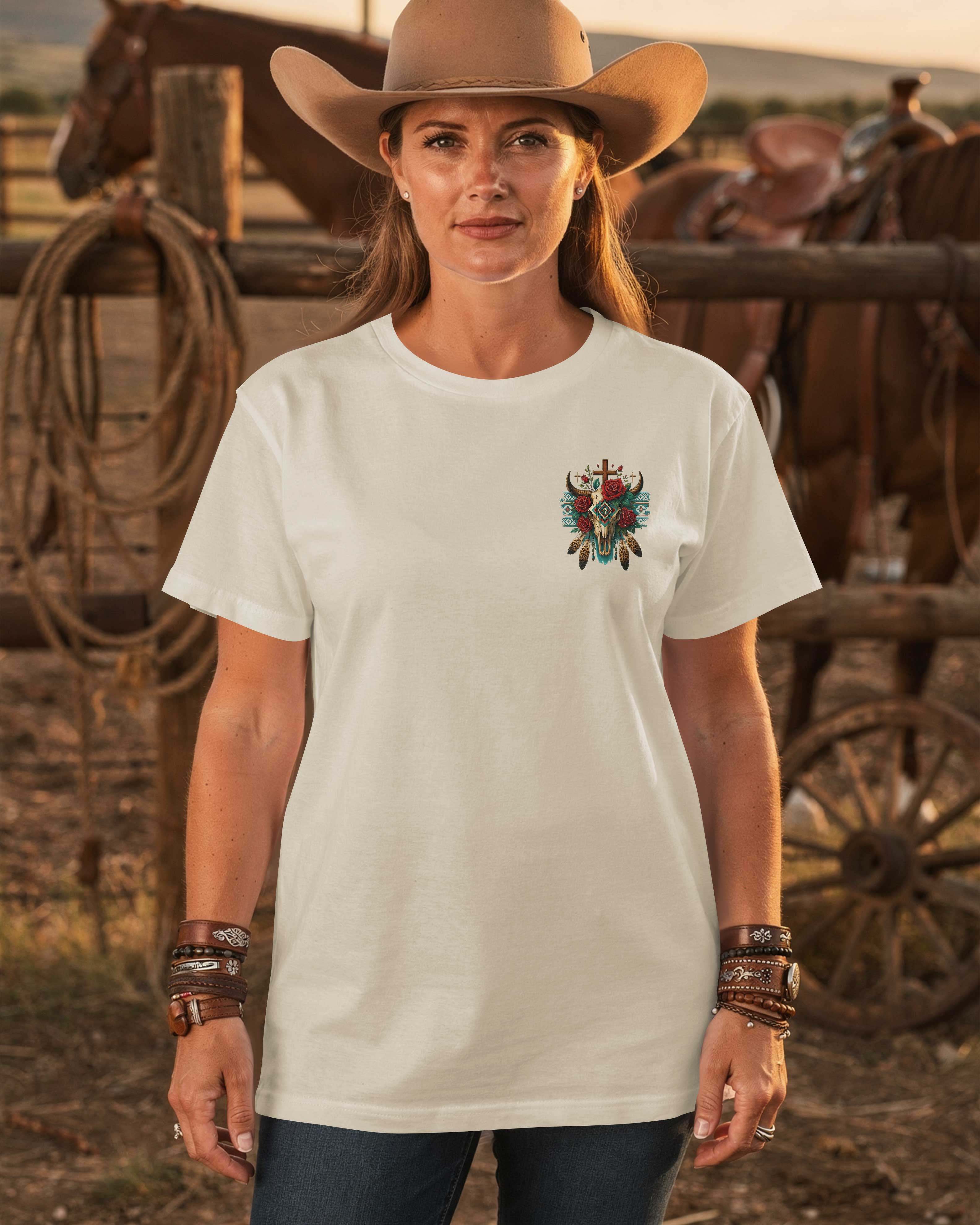 This Western Heart Rides Strong Because Christ Leads My Way T-Shirt