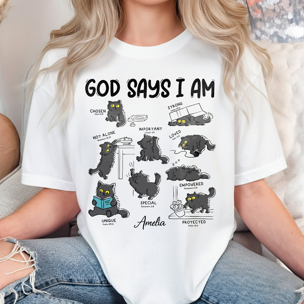 God Says I Am Cat Lovers T-Shirt