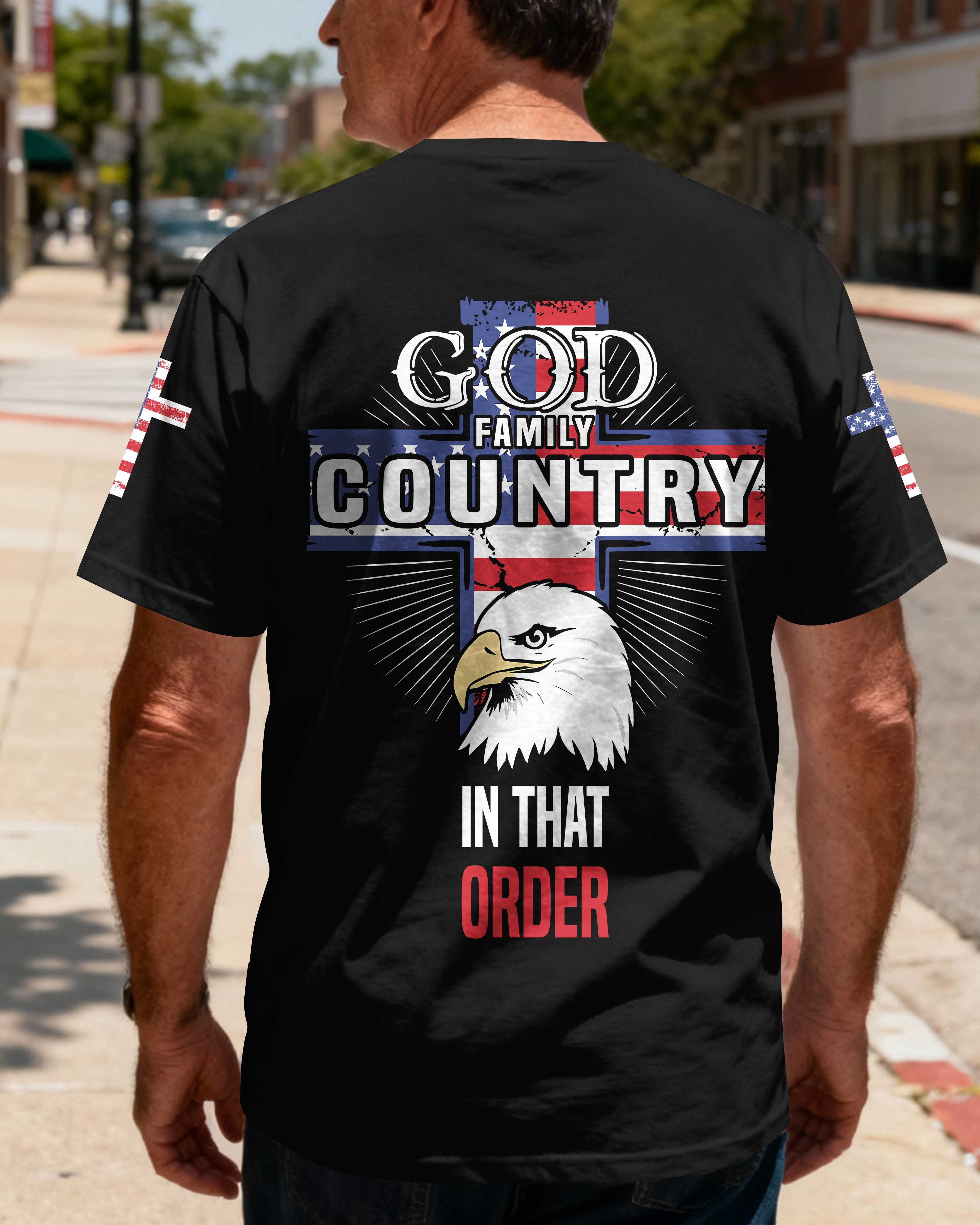 God Family Country In That Order All Over Print T-Shirt