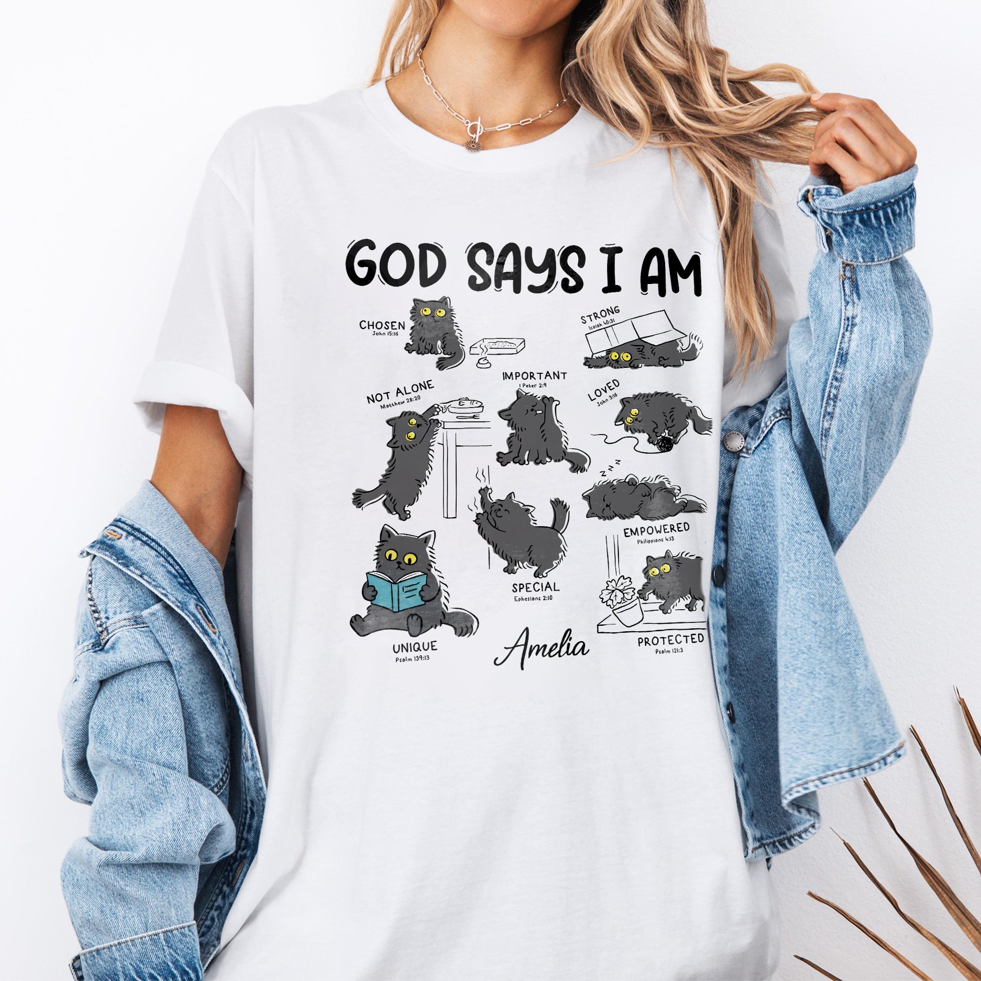 God Says I Am Cat Lovers T-Shirt