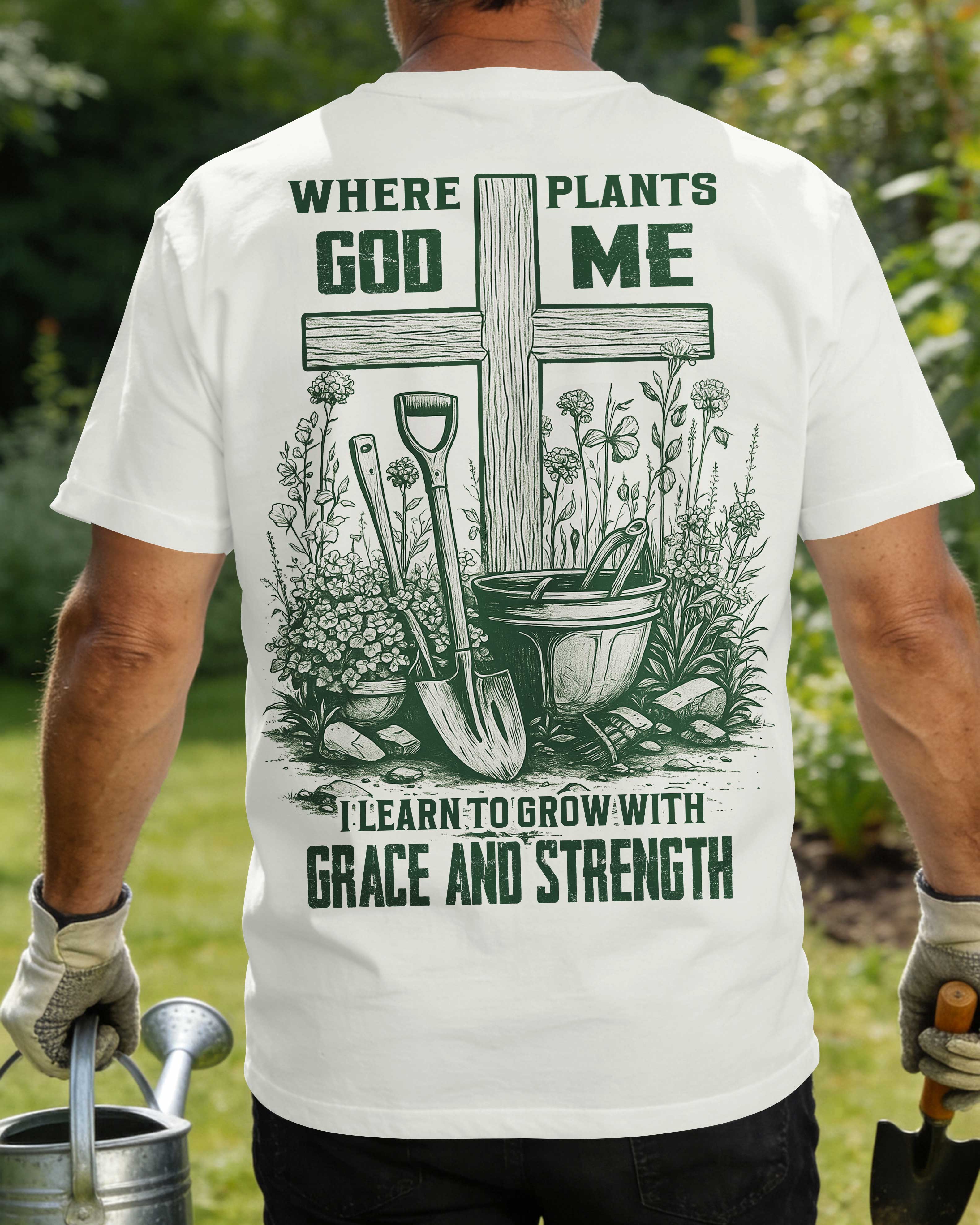 Where Plants God Me I Learn To Grow With Grace And Strength T-Shirt
