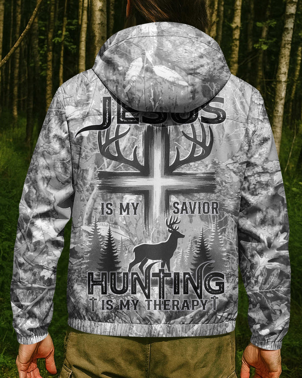 Custom Jesus is my savior Hunting is my therapy All Over Print Outdoor Jacket