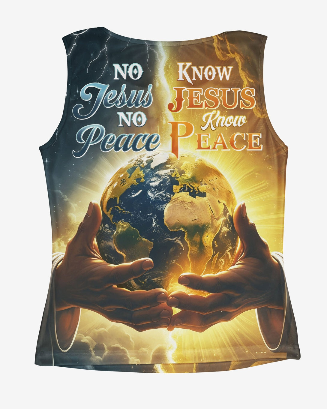 No Jesus No Peace, Know Jesus Know Peace All Over Print V - neck Tank Top - Christ Color