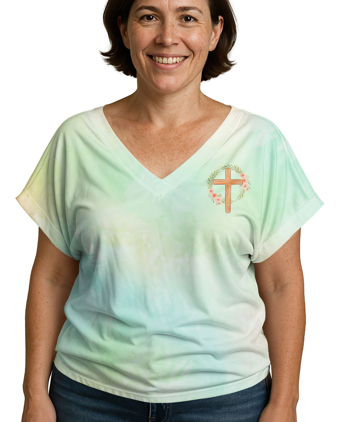 Grace-Filled Mama, Joy-Filled Home All Over Print V-Neck Dolman Sleeves Shirt