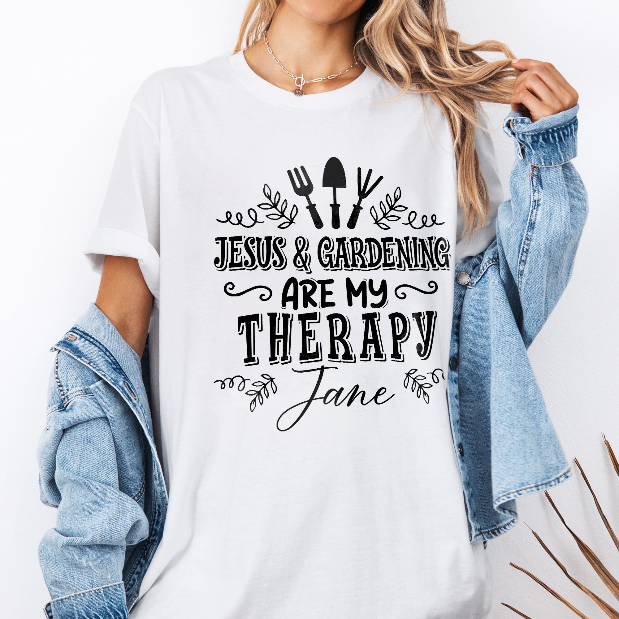 Jesus & Gardening Is My Therapy Jane T-Shirt
