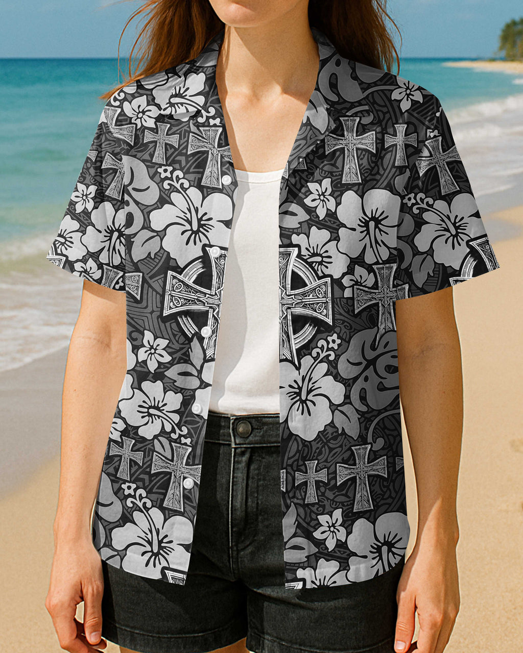 Celtic Cross Hibiscus Hawaiian T-Shirt