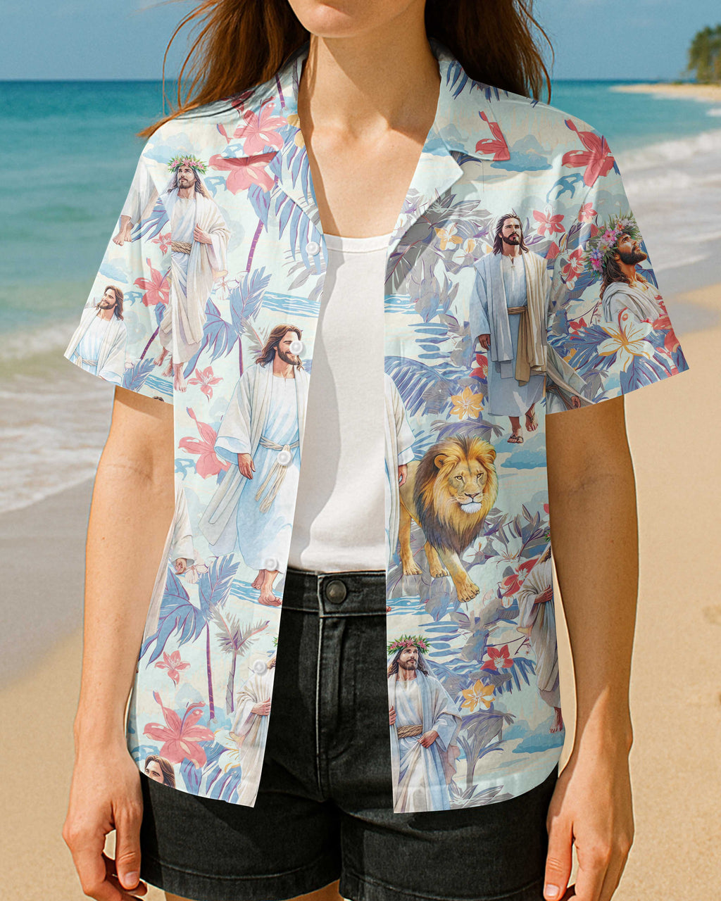 Jesus and Lion Tropical Hawaiian T-Shirt