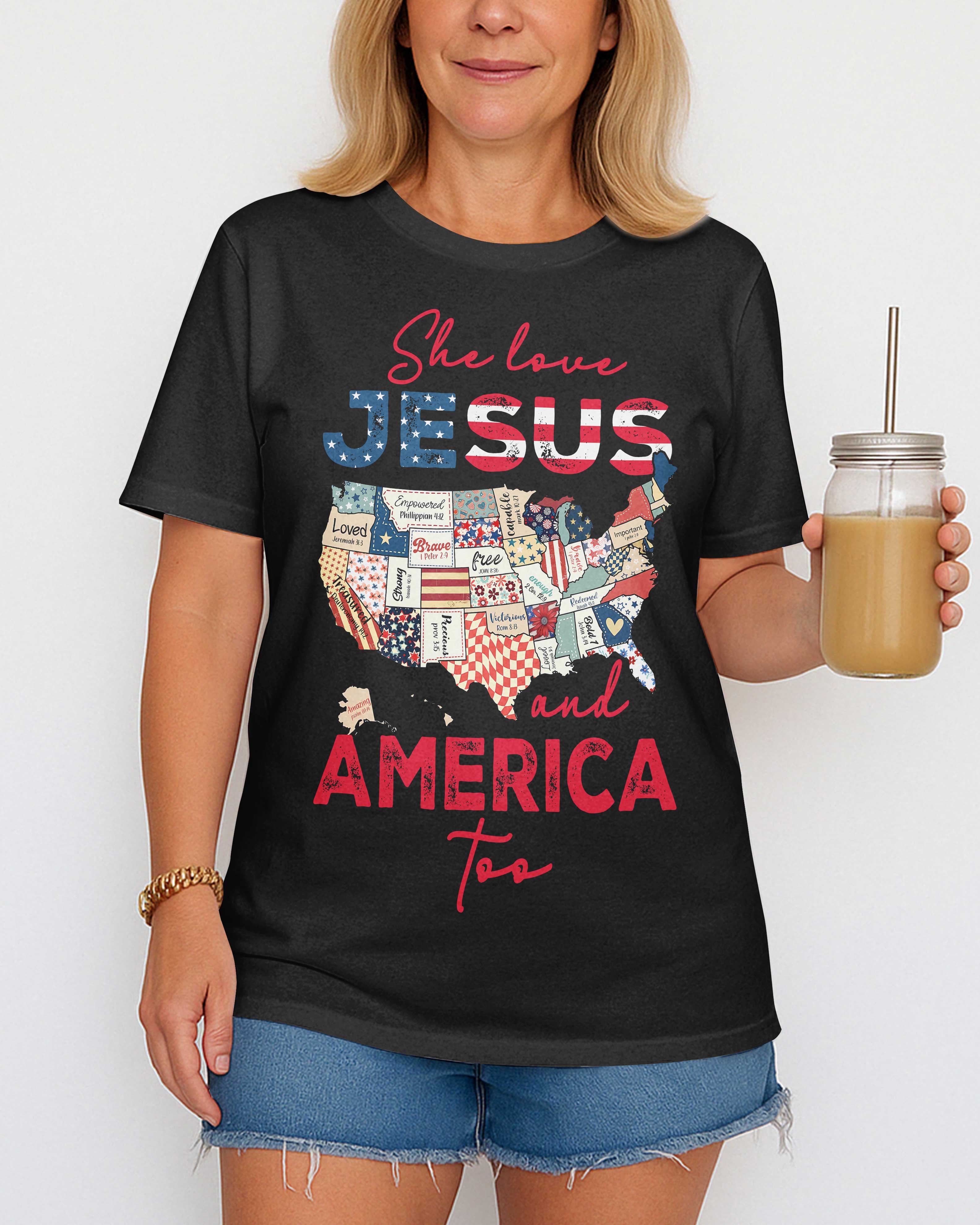 She Loves Jesus and America Too T-Shirt