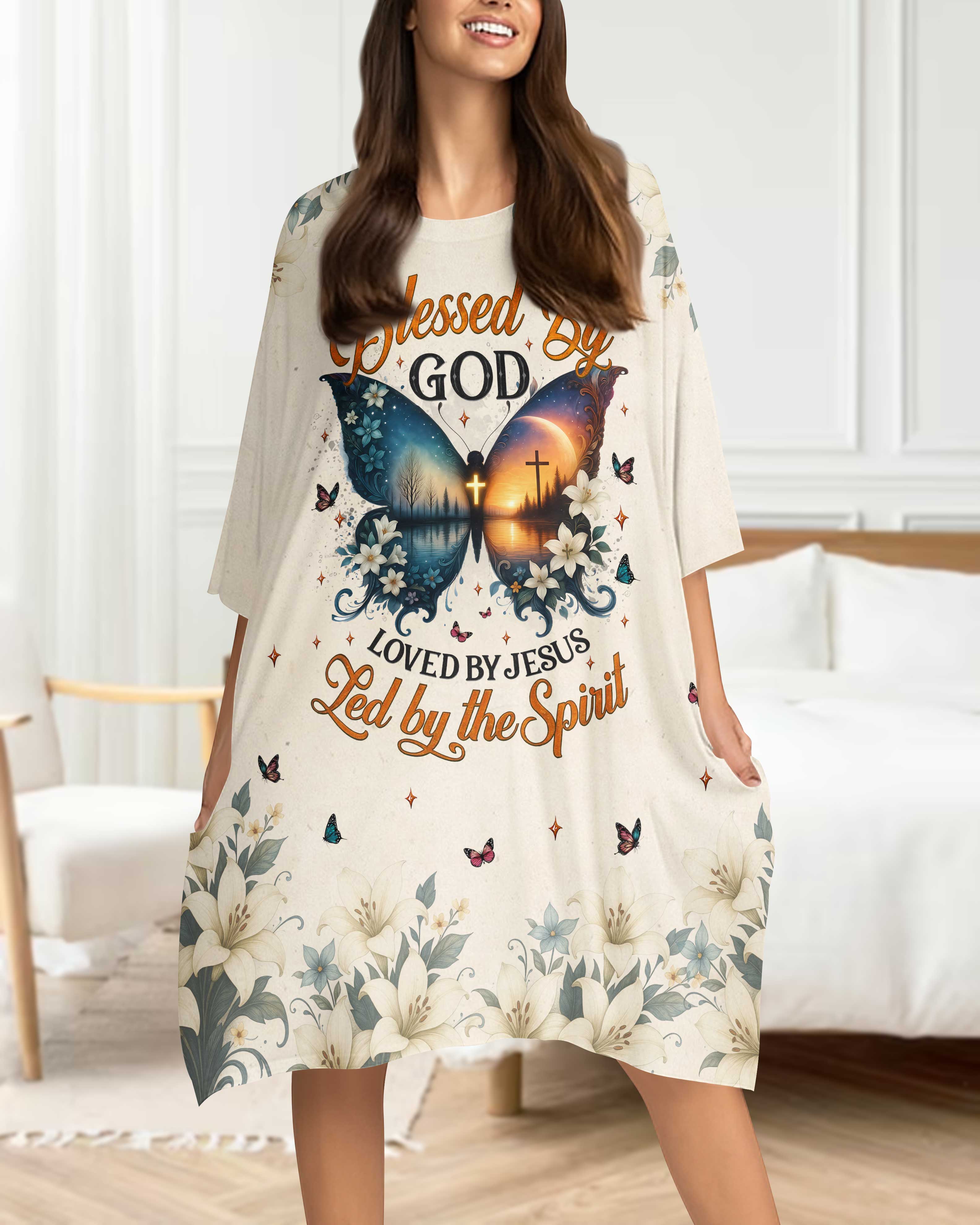 Blessed By God Loved By Jesus Led By The Spirit Sleep Tee