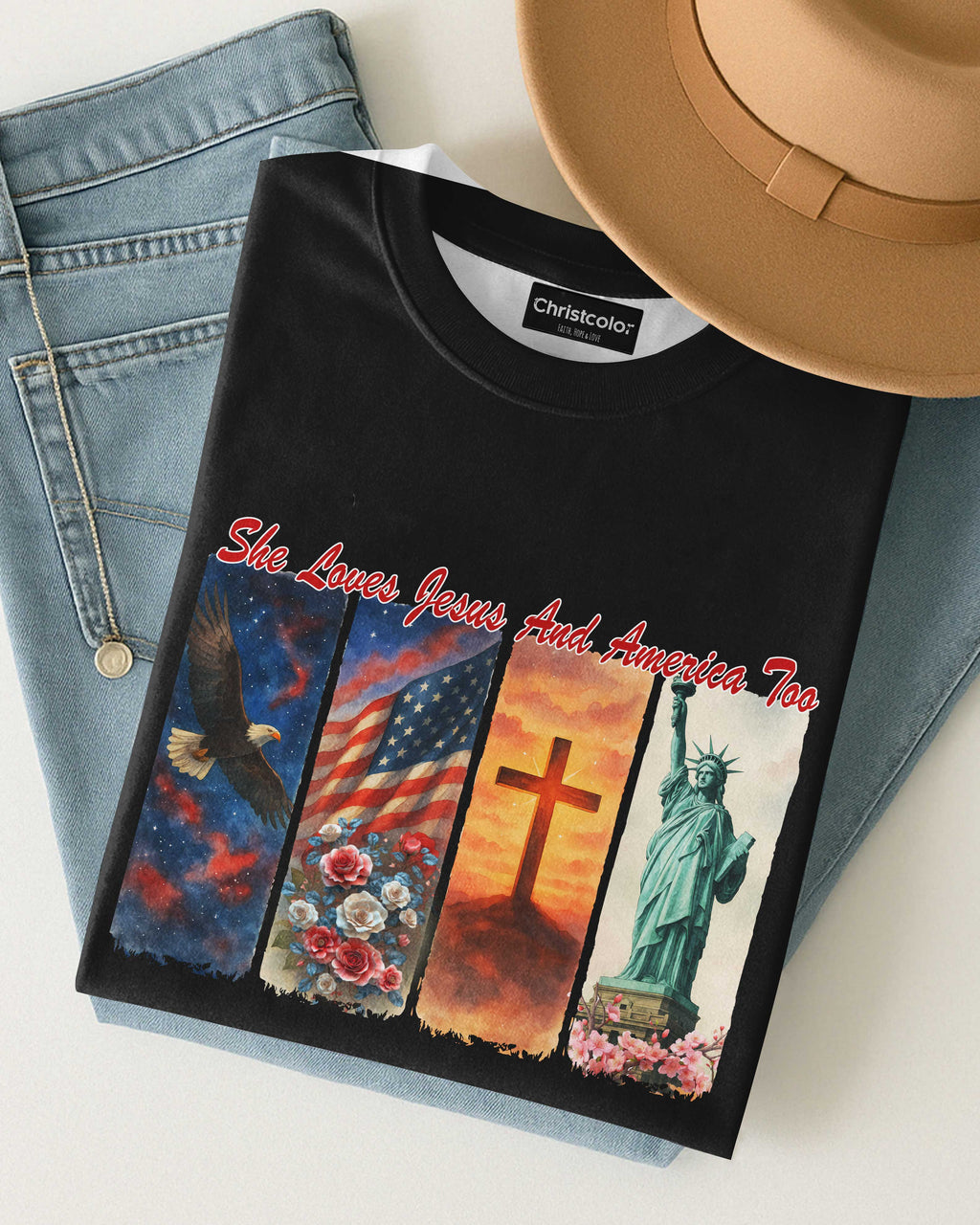She Loves Jesus and America Too T-Shirt