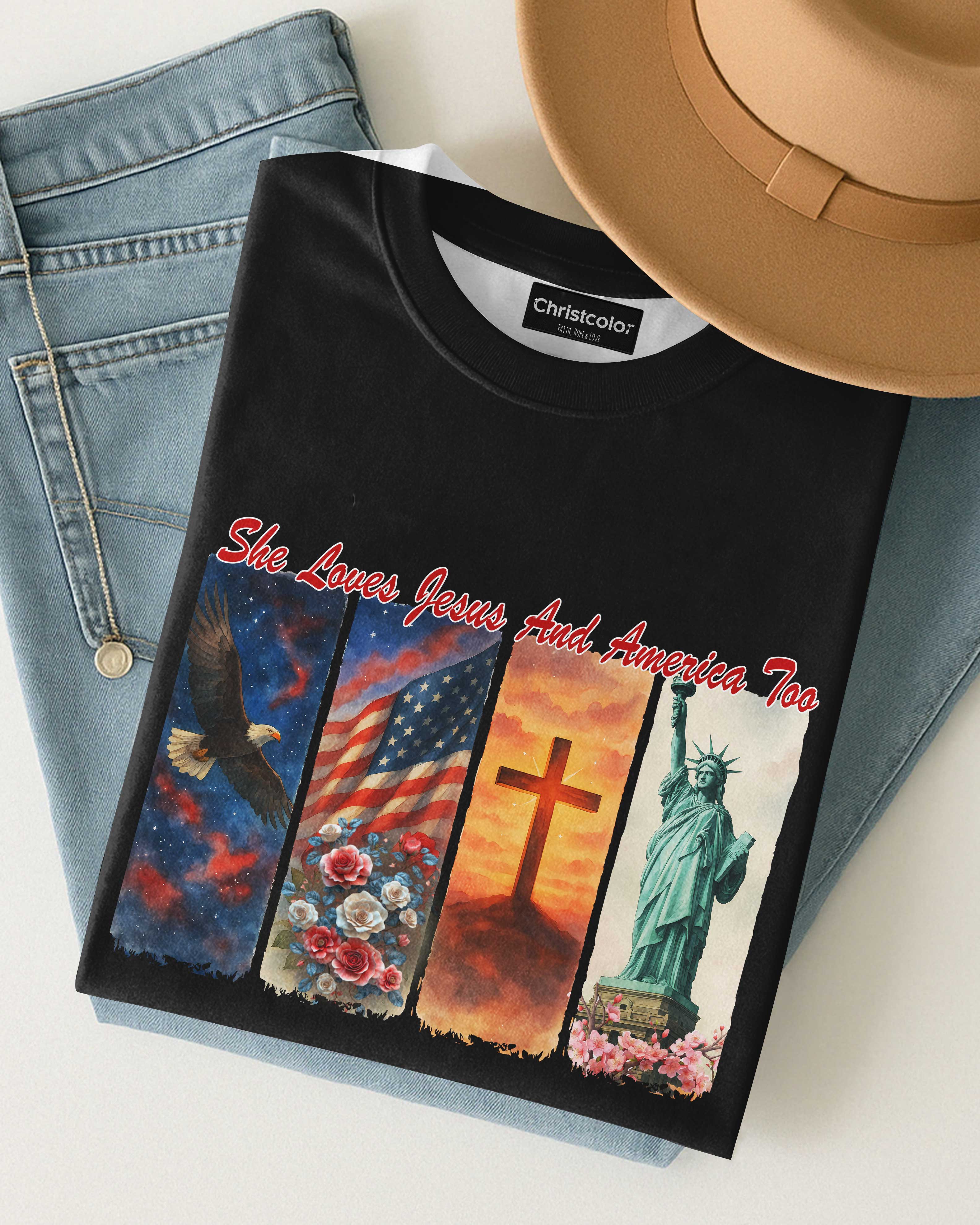 She Loves Jesus and America Too T-Shirt