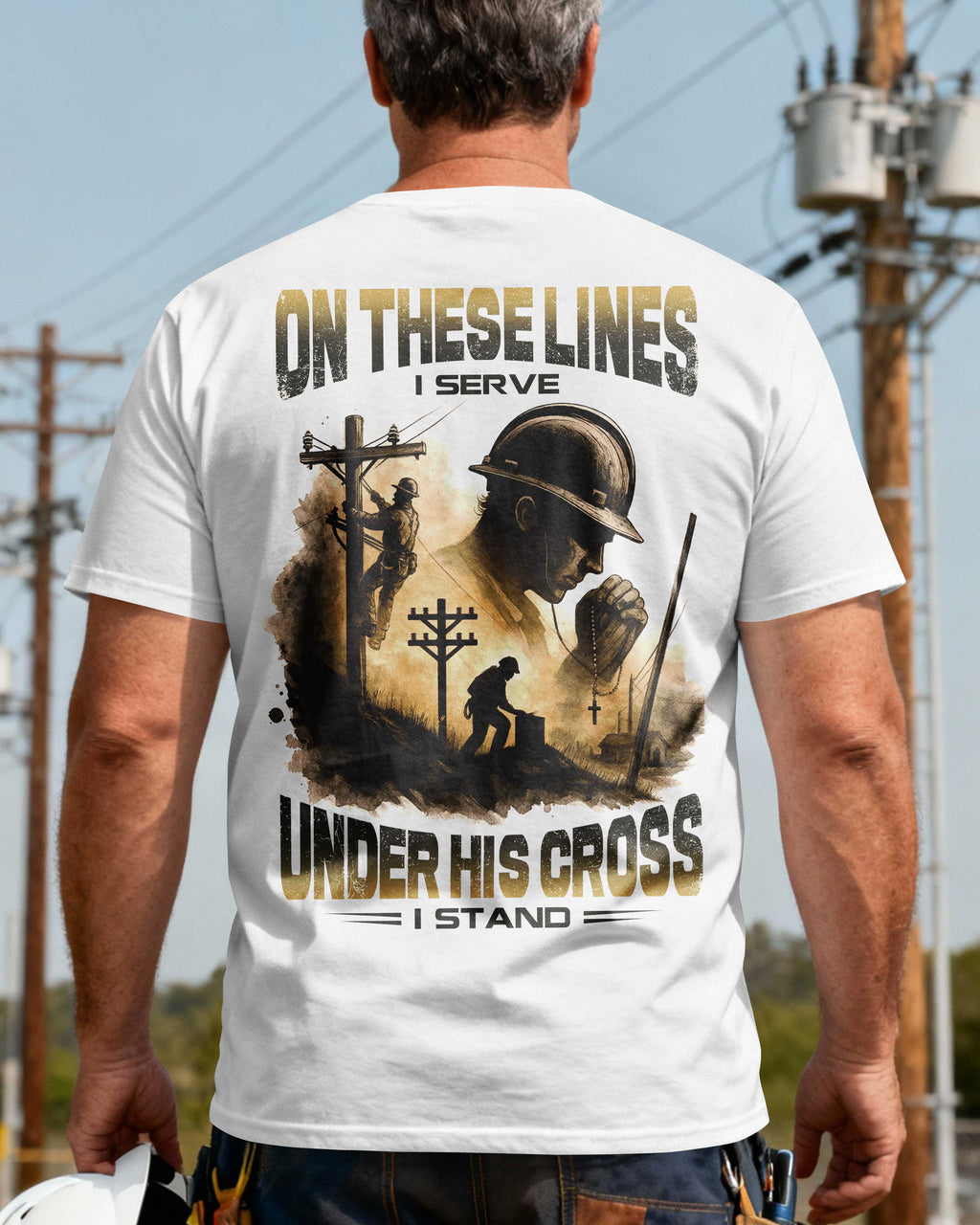 On These Lines I Serve Under His Cross I Stand T-Shirt