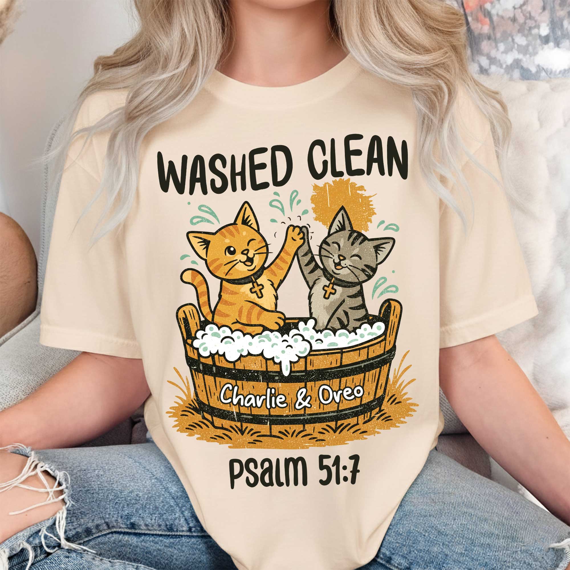 Washed Clean Cat Lovers T-Shirt