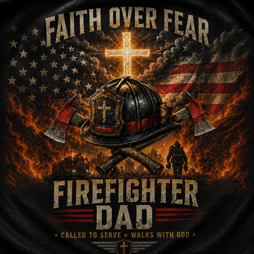 Faith Over Fear Firefighter Dad T-Shirt