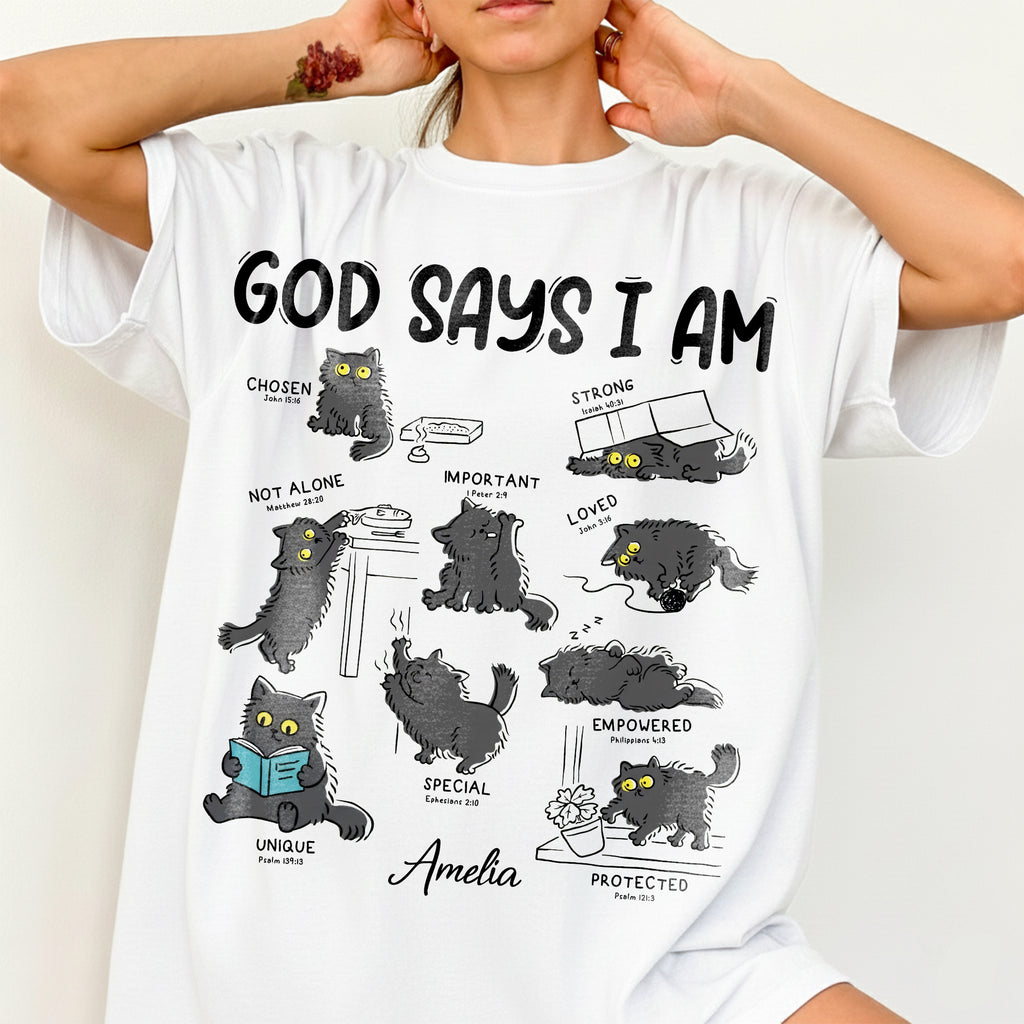 God Says I Am Cat Lovers T-Shirt