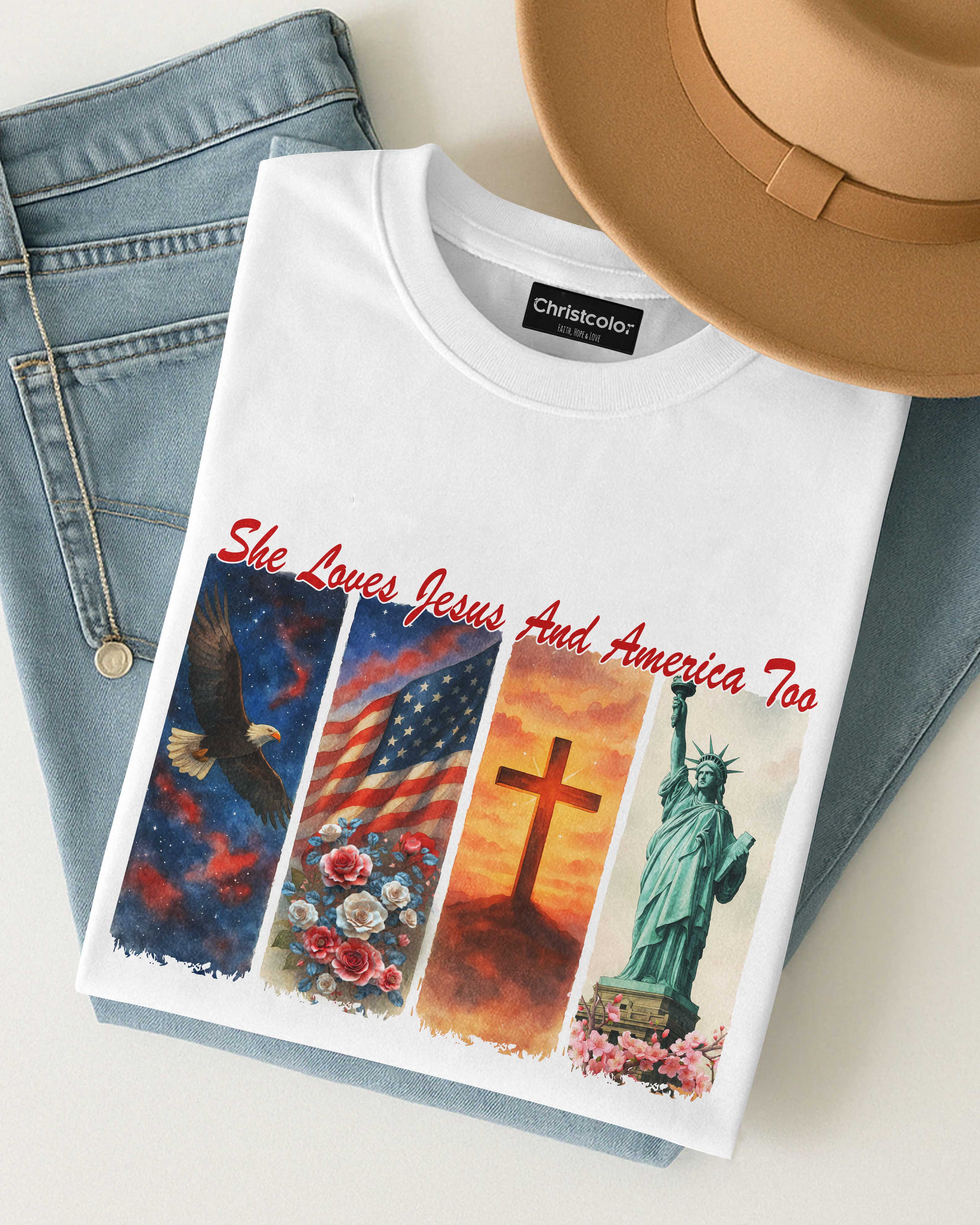 She Loves Jesus and America Too T-Shirt