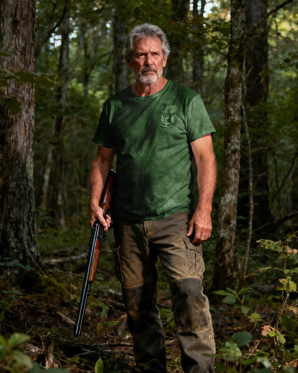 I've Got Hunting In My Veins And Jesus In My Heart Green T-Shirt