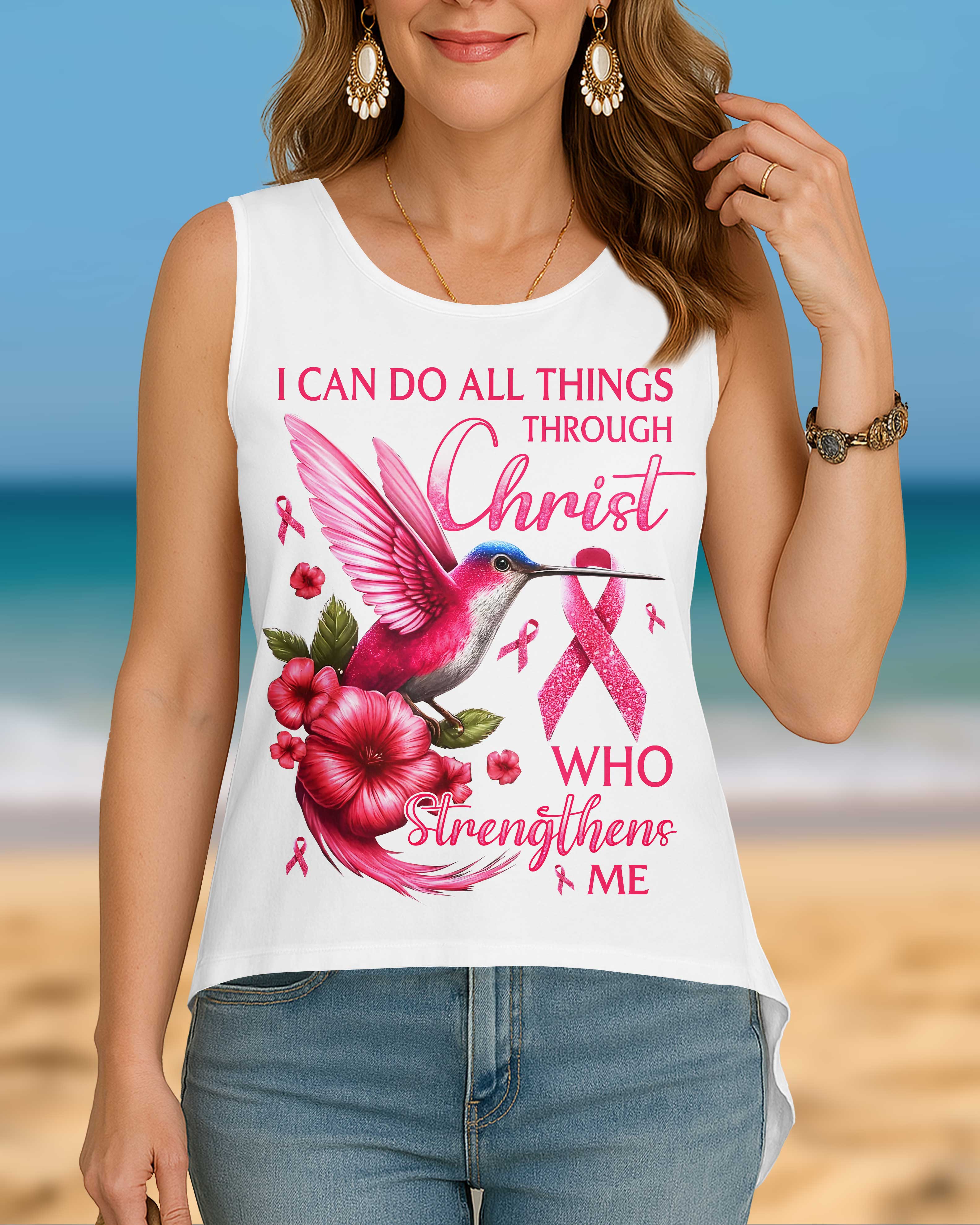 I Can Do All Things Through Christ Crop Out Wrap Back Tank Top