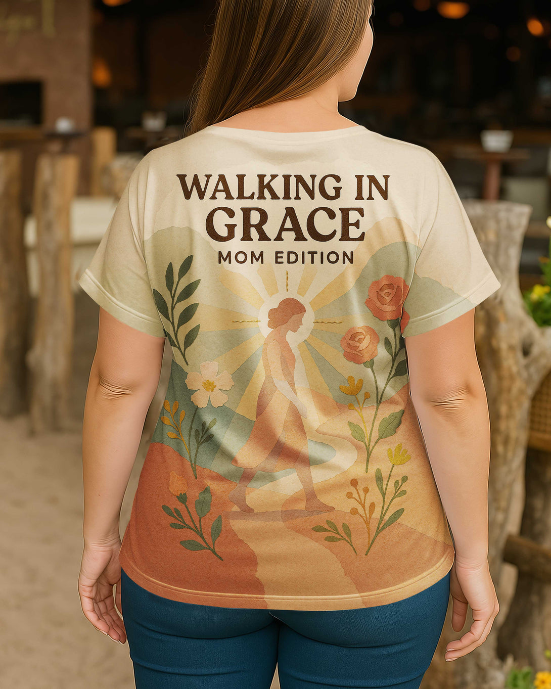 Walking in Grace/ Mom Edition All Over Print V-Neck Dolman Sleeves Shirt