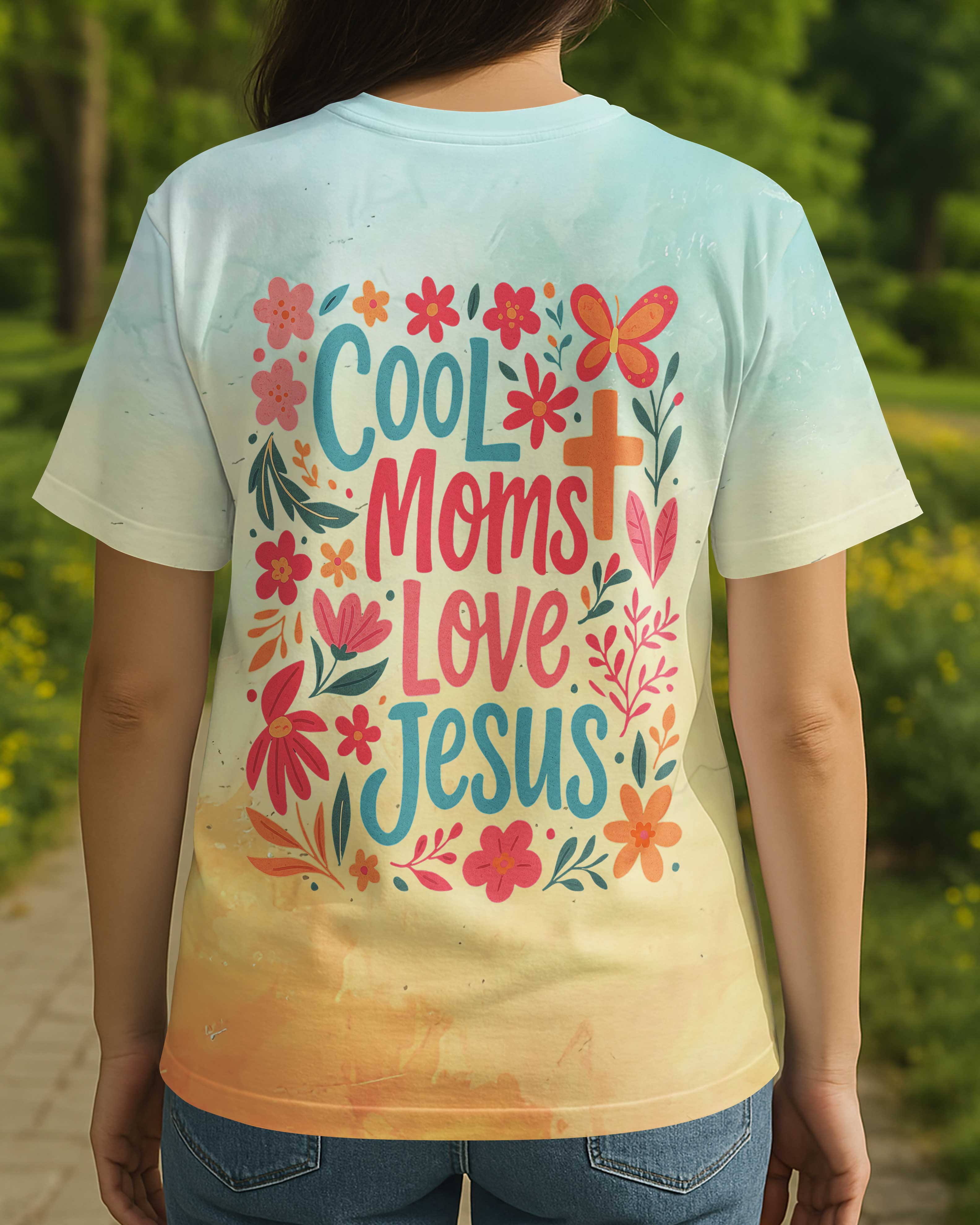 Cool Moms Love Jesus All Over Print T-shirt