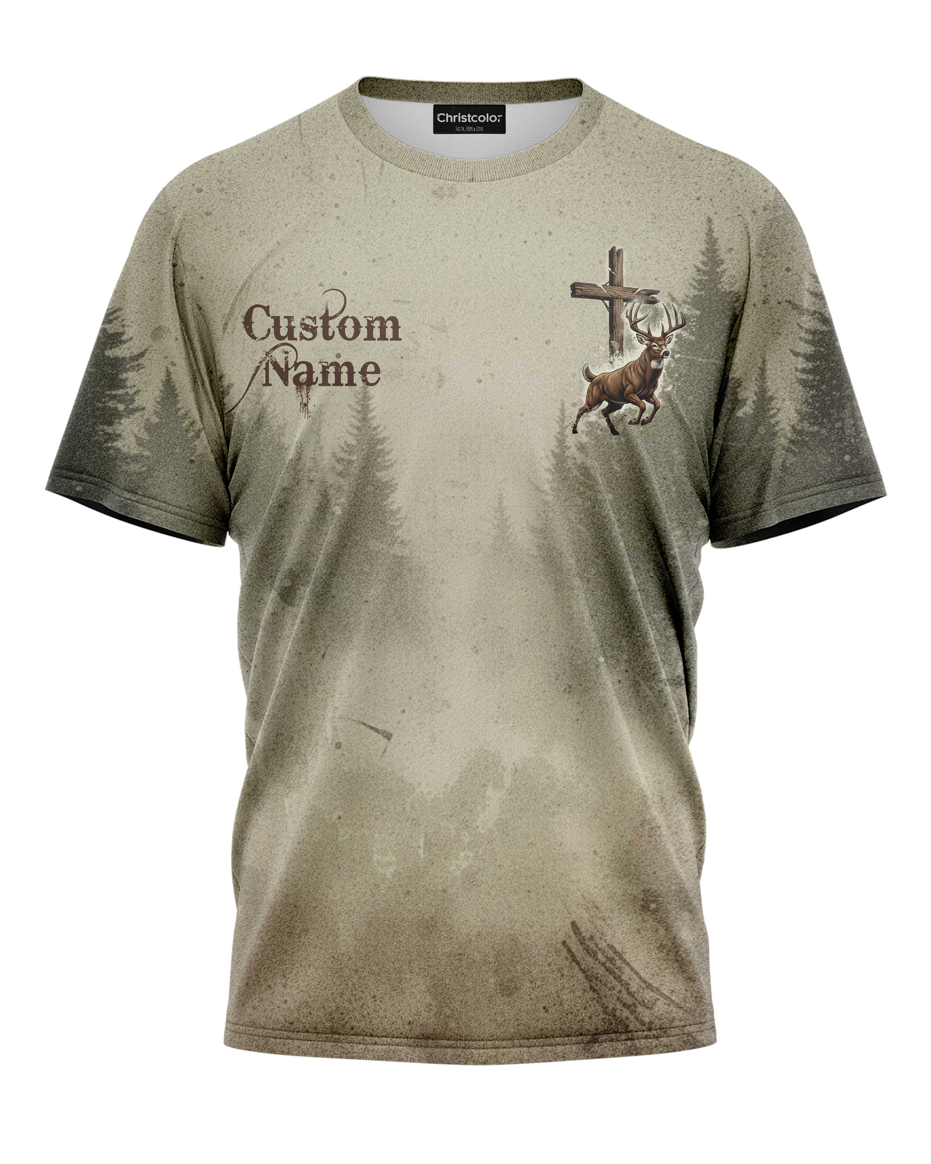 I Like Hunting And Believe In Jesus All Over Print Custom Name T-Shirt