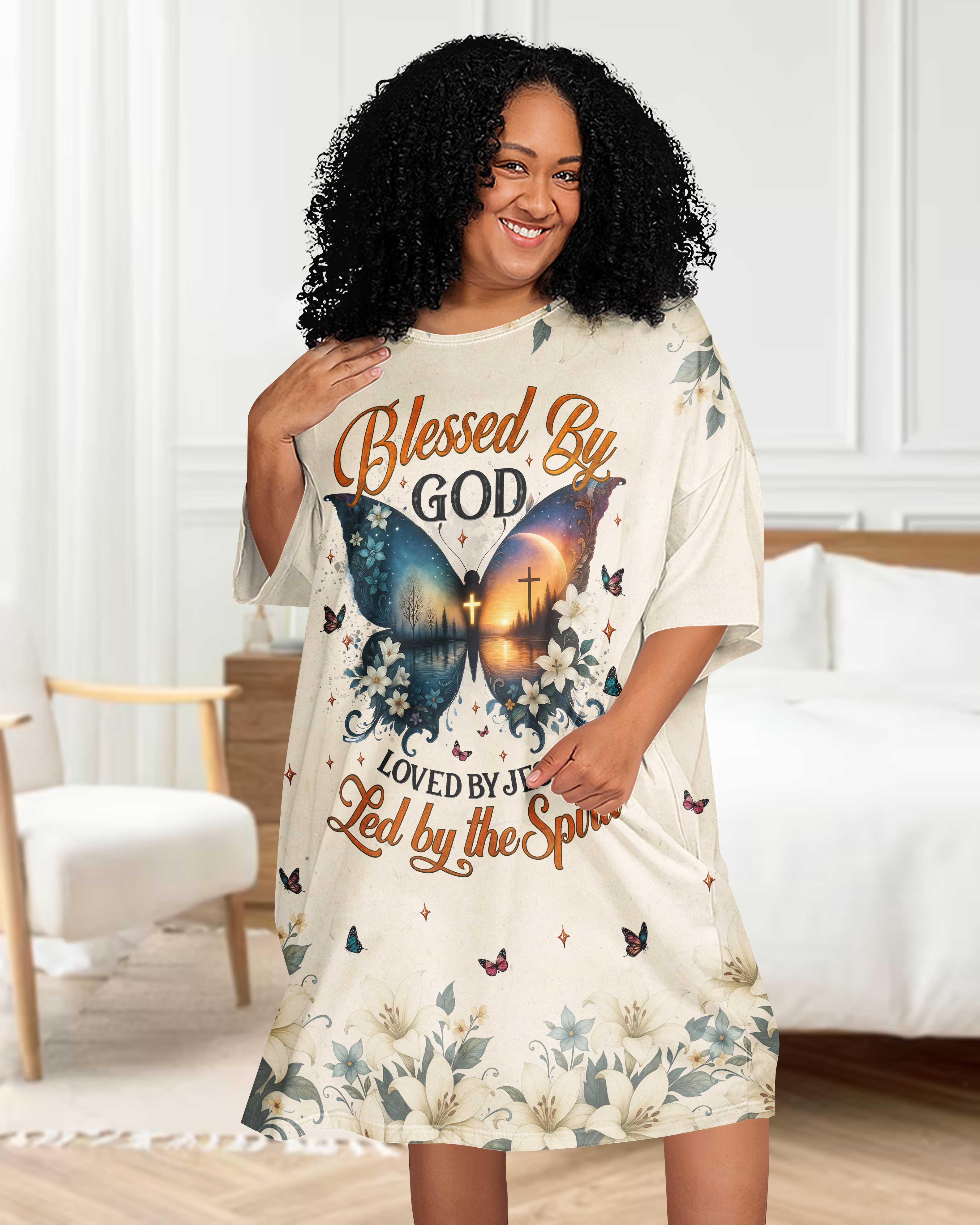 Blessed By God Loved By Jesus Led By The Spirit Sleep Tee