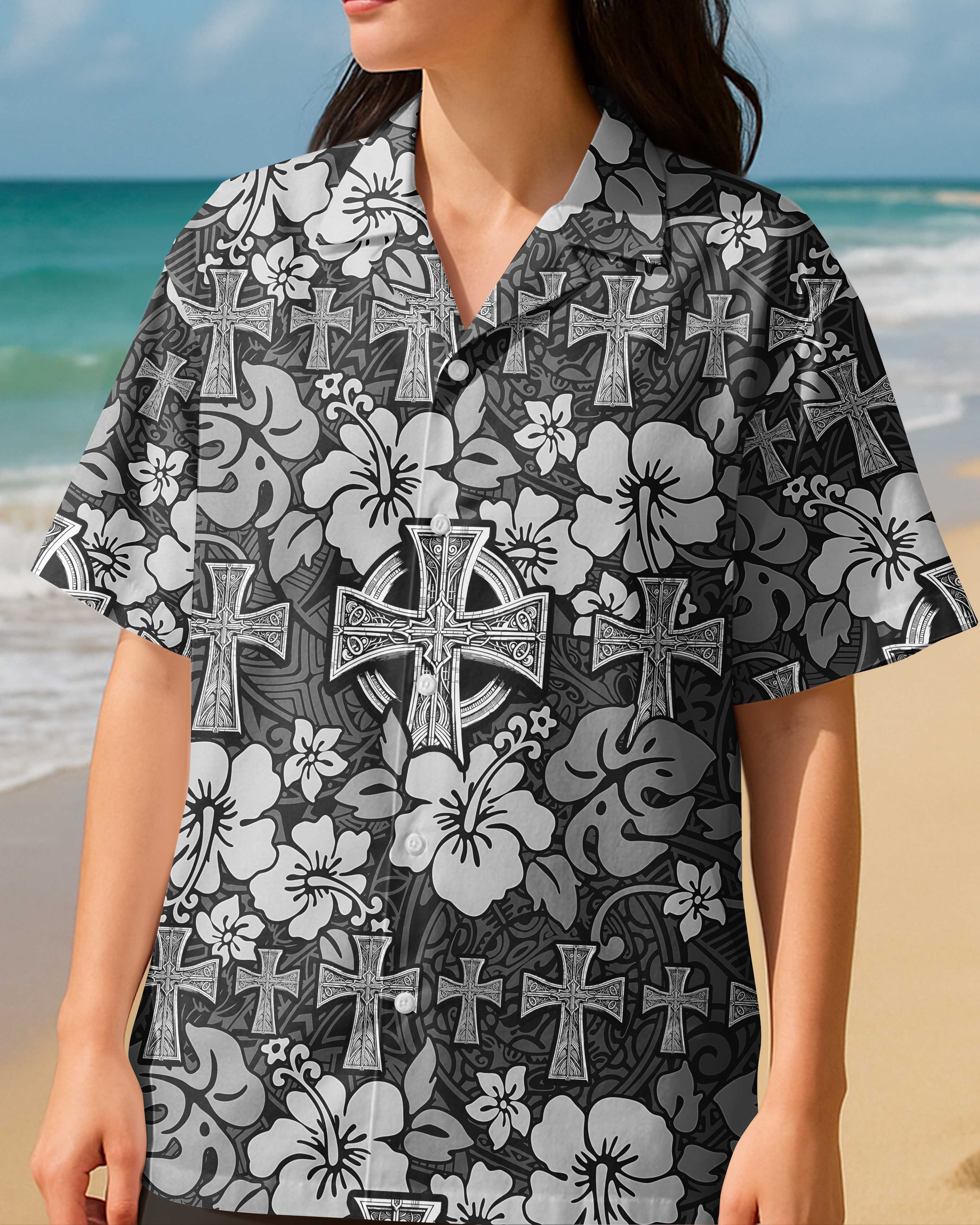 Celtic Cross Hibiscus Hawaiian T-Shirt