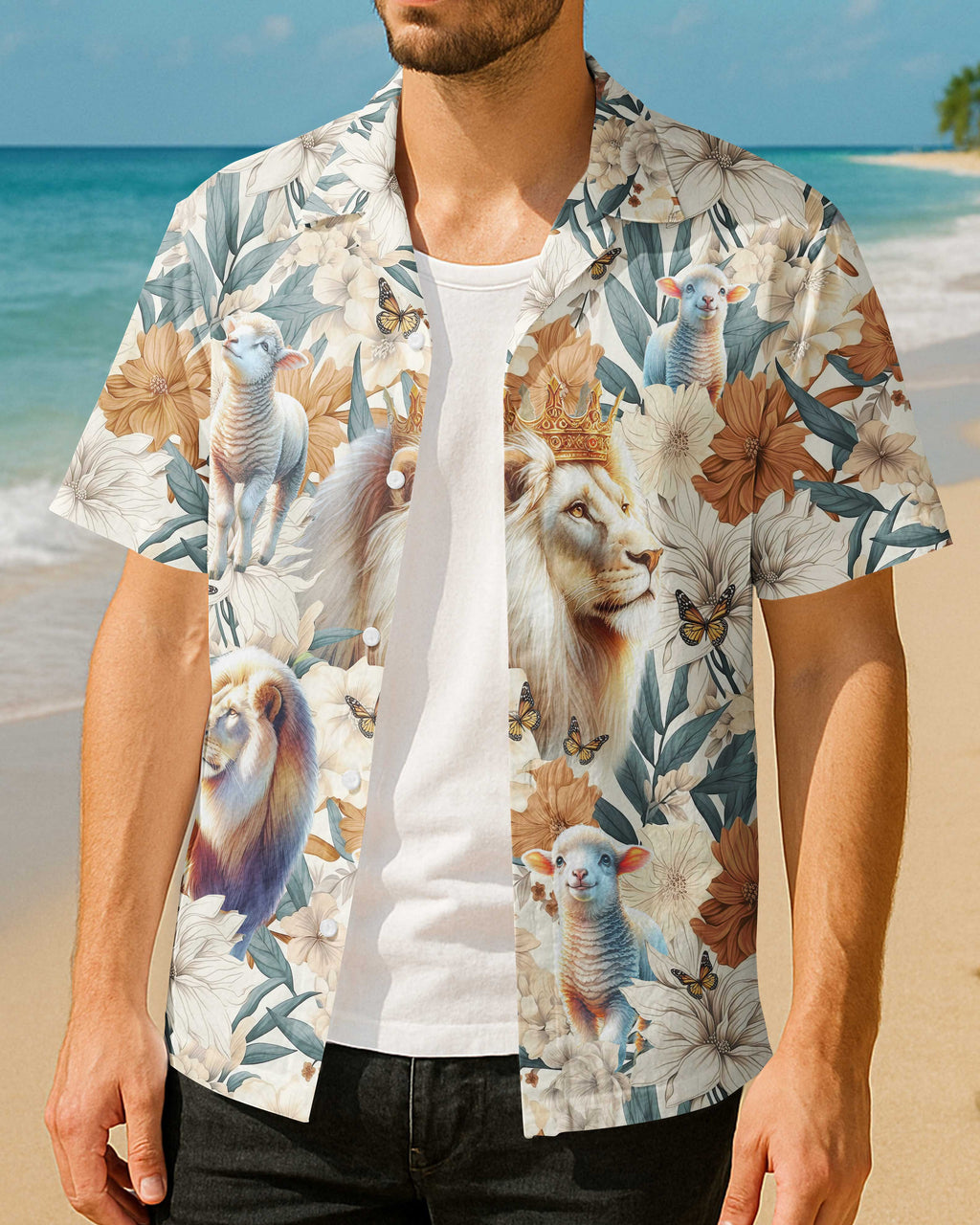 Jesus Lion and Lamb Hawaiian T-Shirt