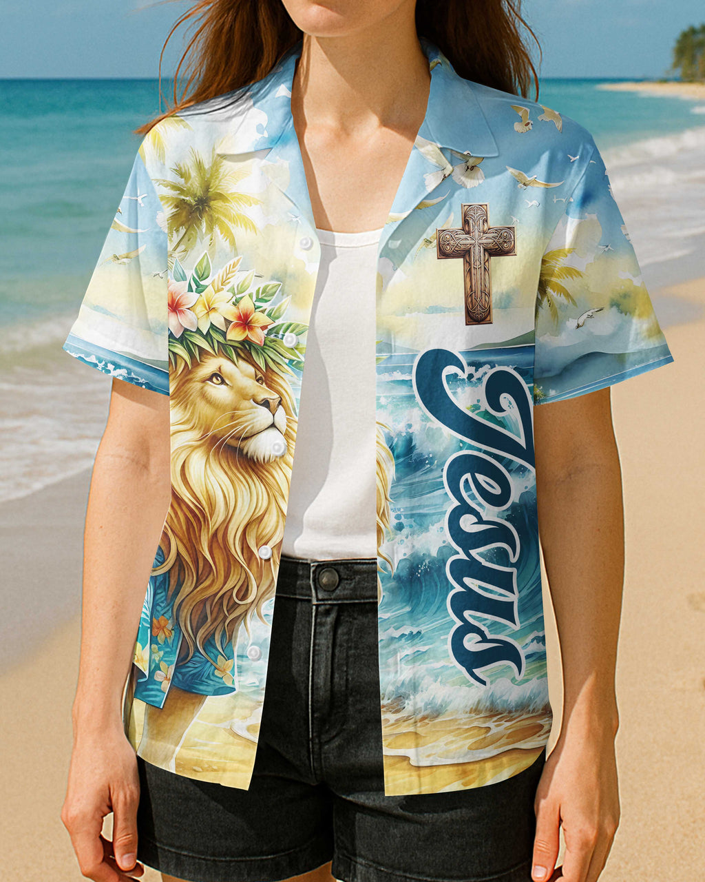 Be Strong and Courageous Jesus Lion Hawaiian T-Shirt