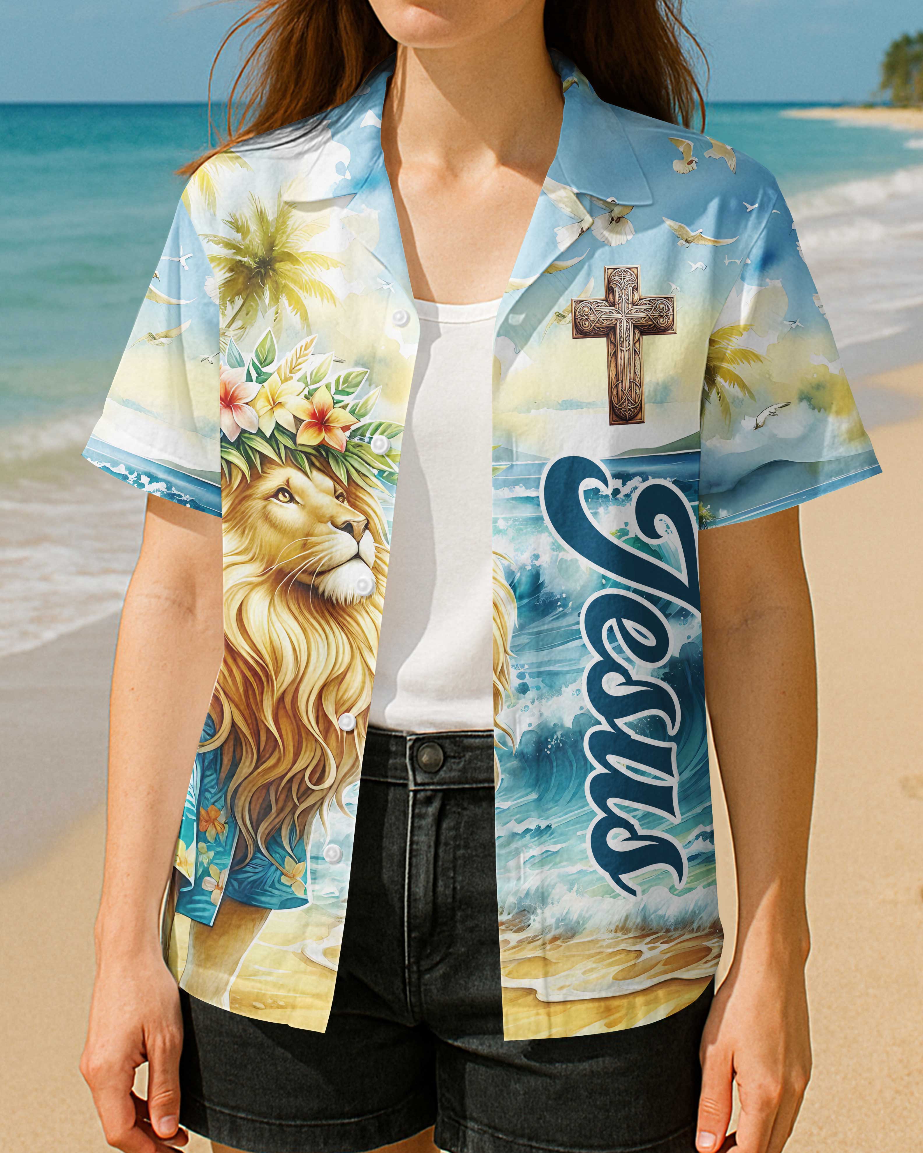 Be Strong and Courageous Jesus Lion Hawaiian T-Shirt