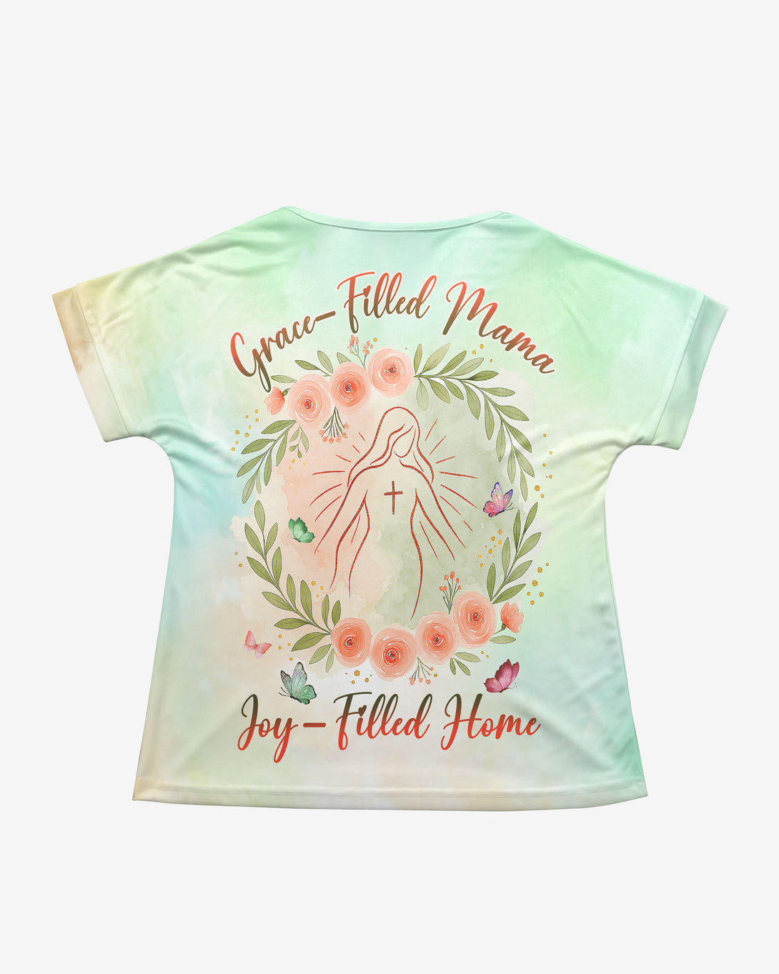 Grace-Filled Mama, Joy-Filled Home All Over Print V-Neck Dolman Sleeves Shirt