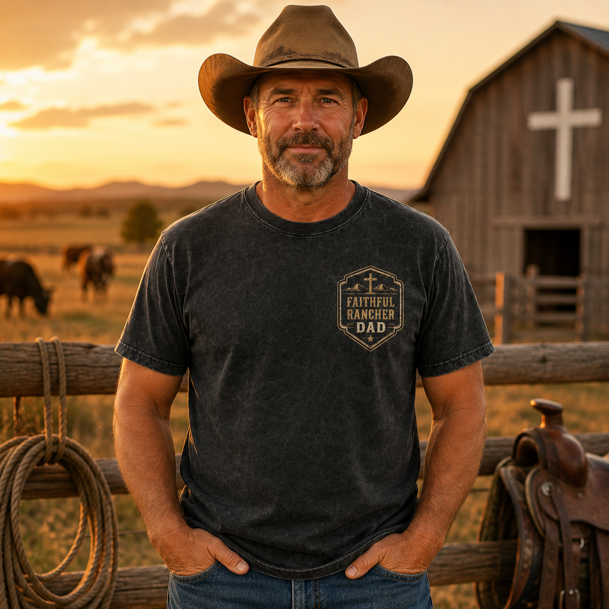Faithful Rancher Dad T-Shirt