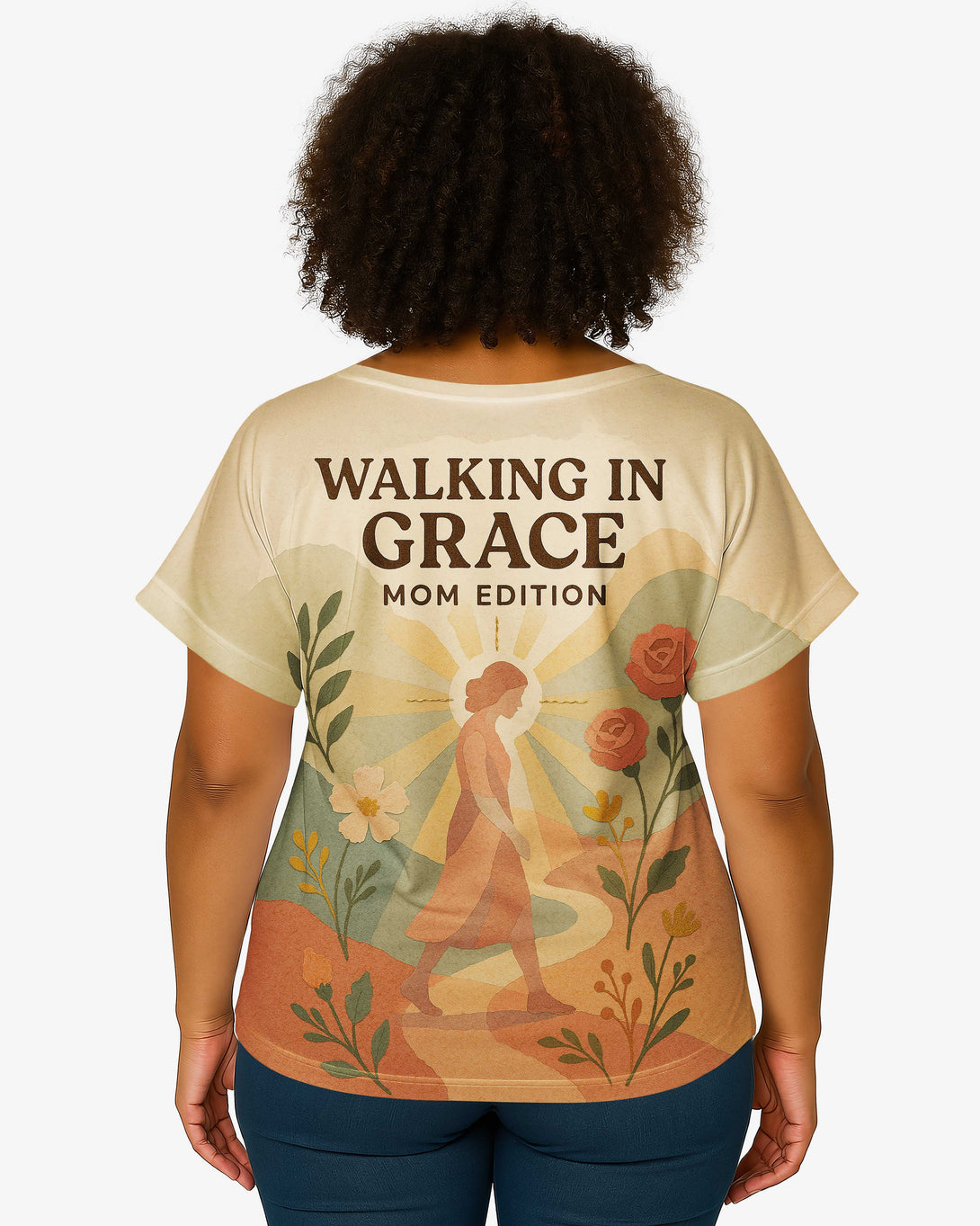 Walking in Grace/ Mom Edition All Over Print V-Neck Dolman Sleeves Shirt