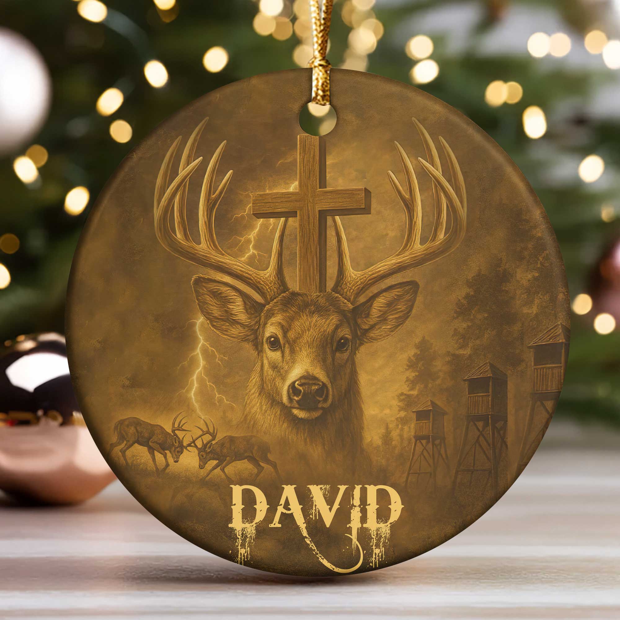 Hunting in my veins Jesus in my heart Personalized Ornament