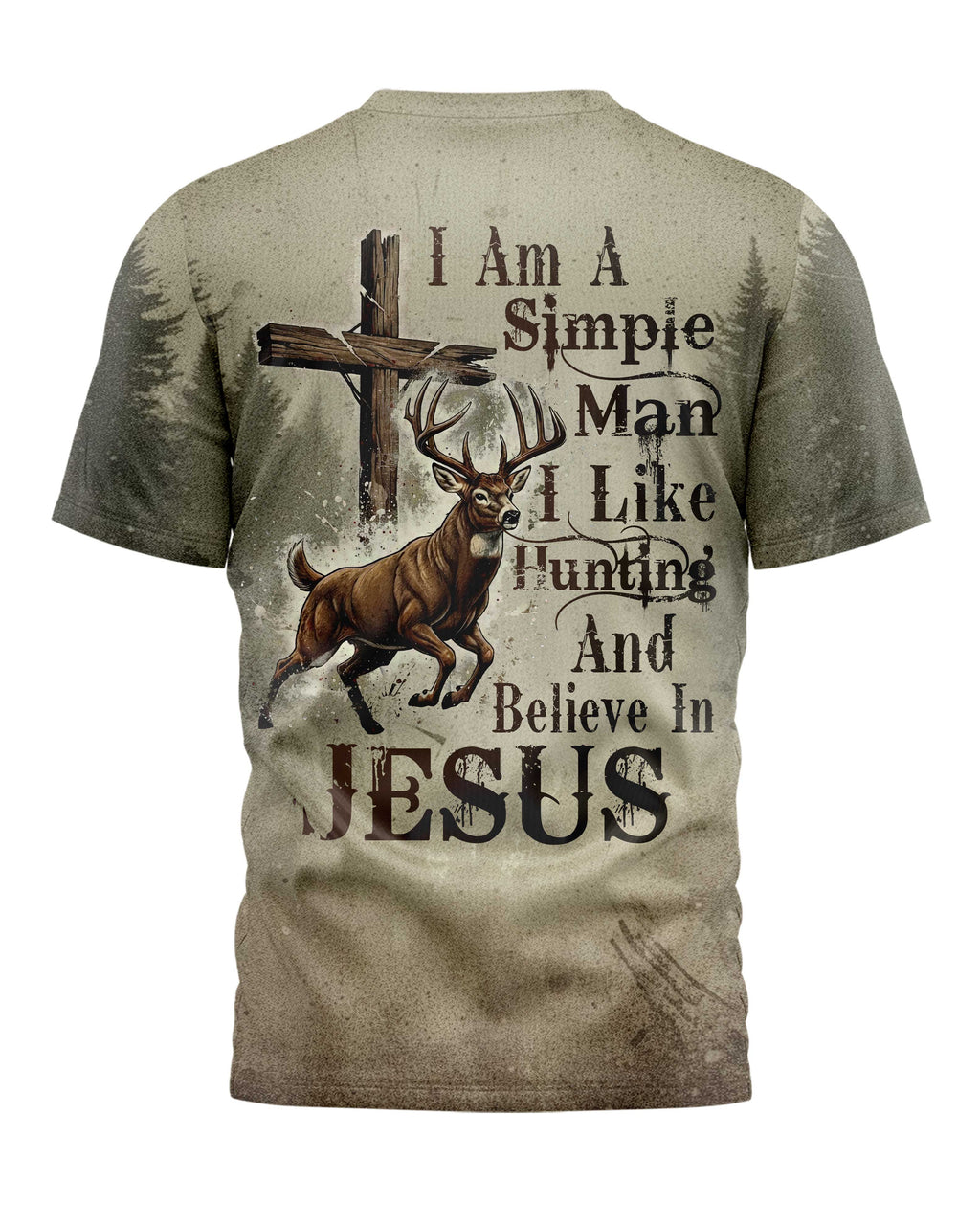 I Like Hunting And Believe In Jesus All Over Print Custom Name T-Shirt