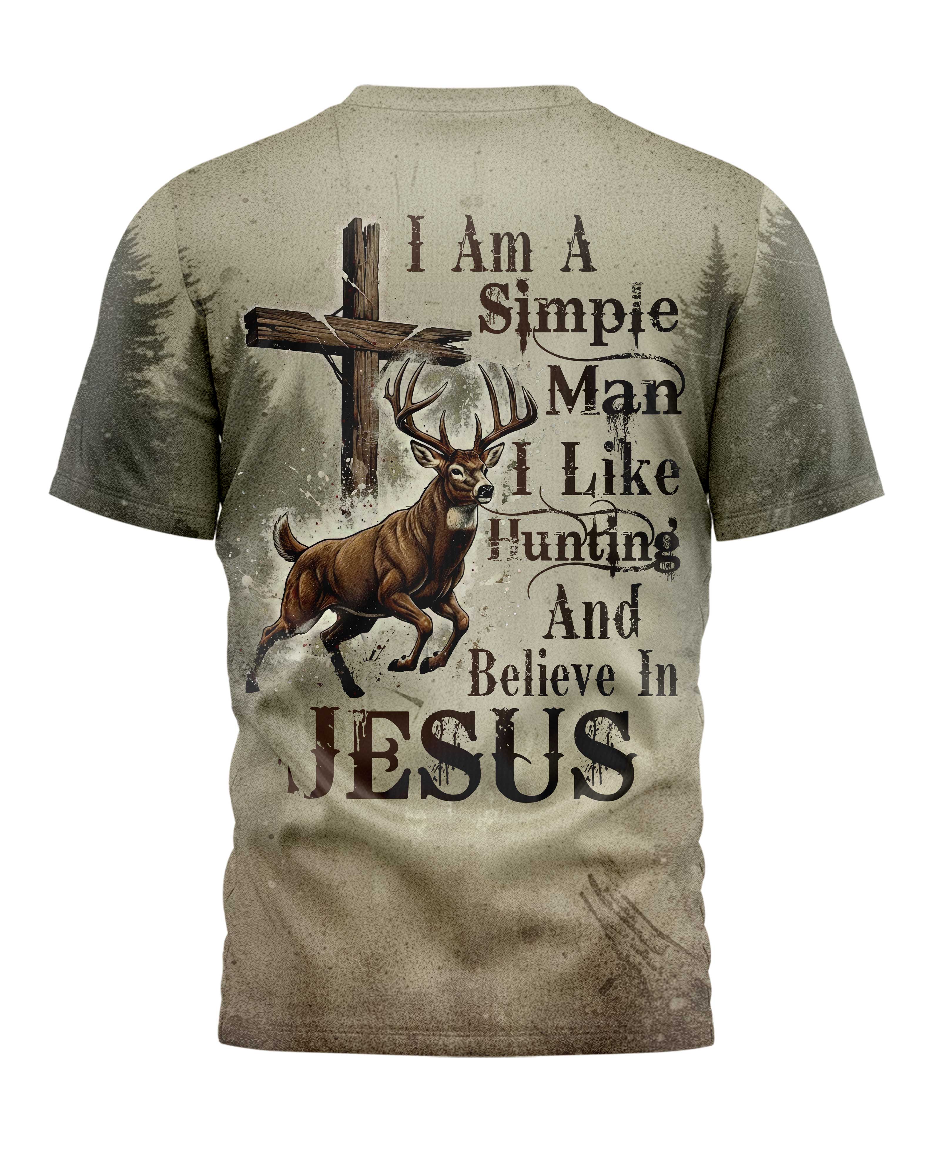 I Like Hunting And Believe In Jesus All Over Print Custom Name T-Shirt