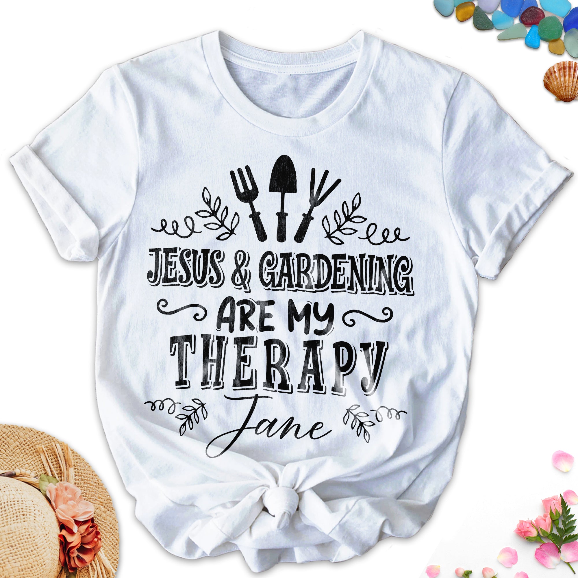 Jesus & Gardening Is My Therapy Jane T-Shirt