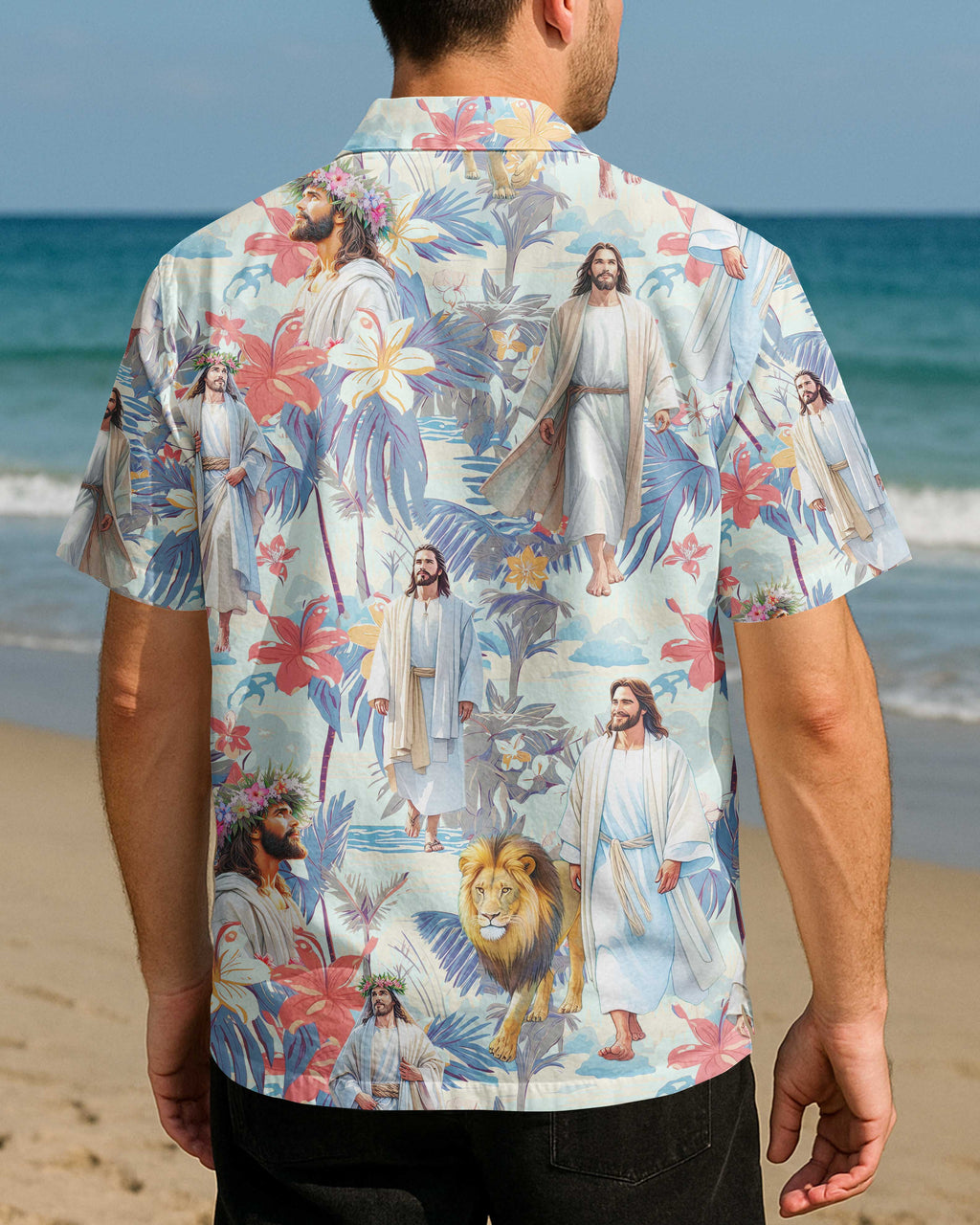 Jesus and Lion Tropical Hawaiian T-Shirt