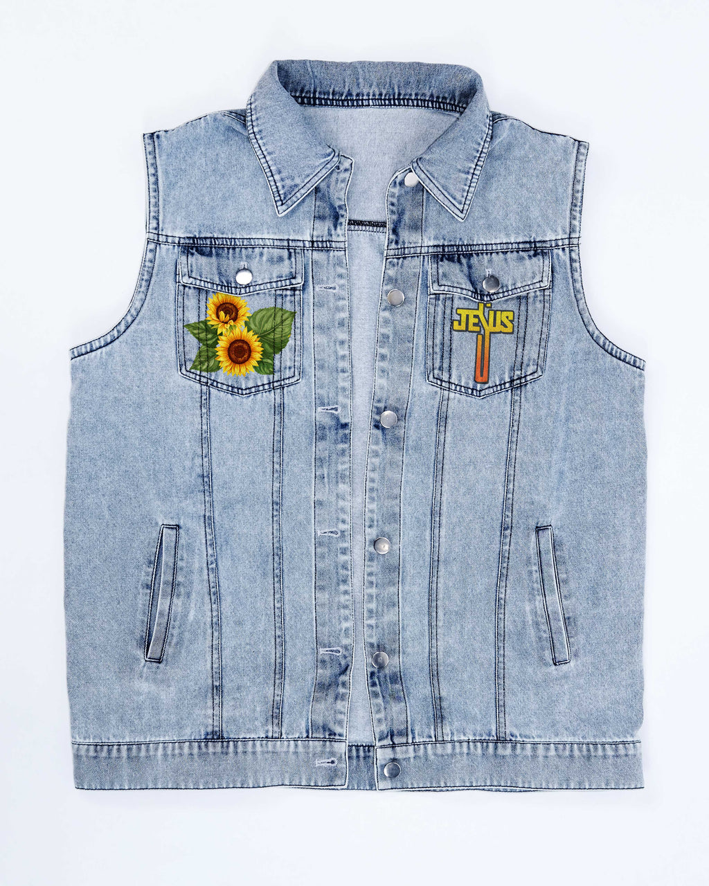 Be Joyful In Hope Sleeveless Denim Jacket