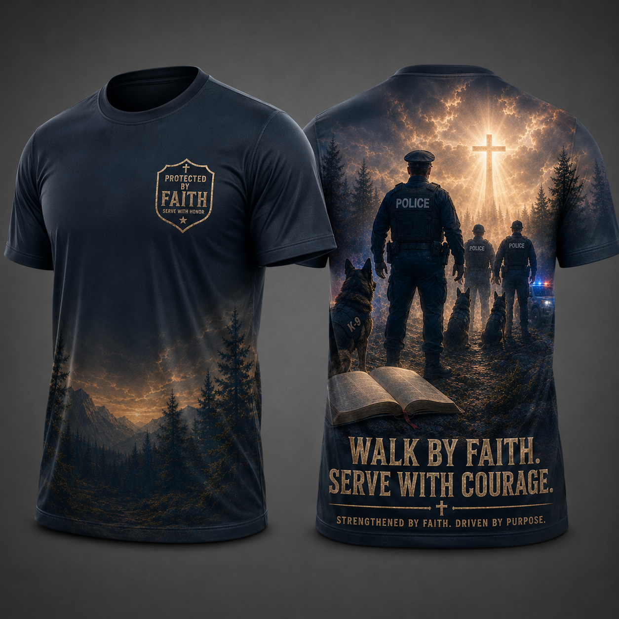 Walk By Faith. Serve With Courage T-Shirt