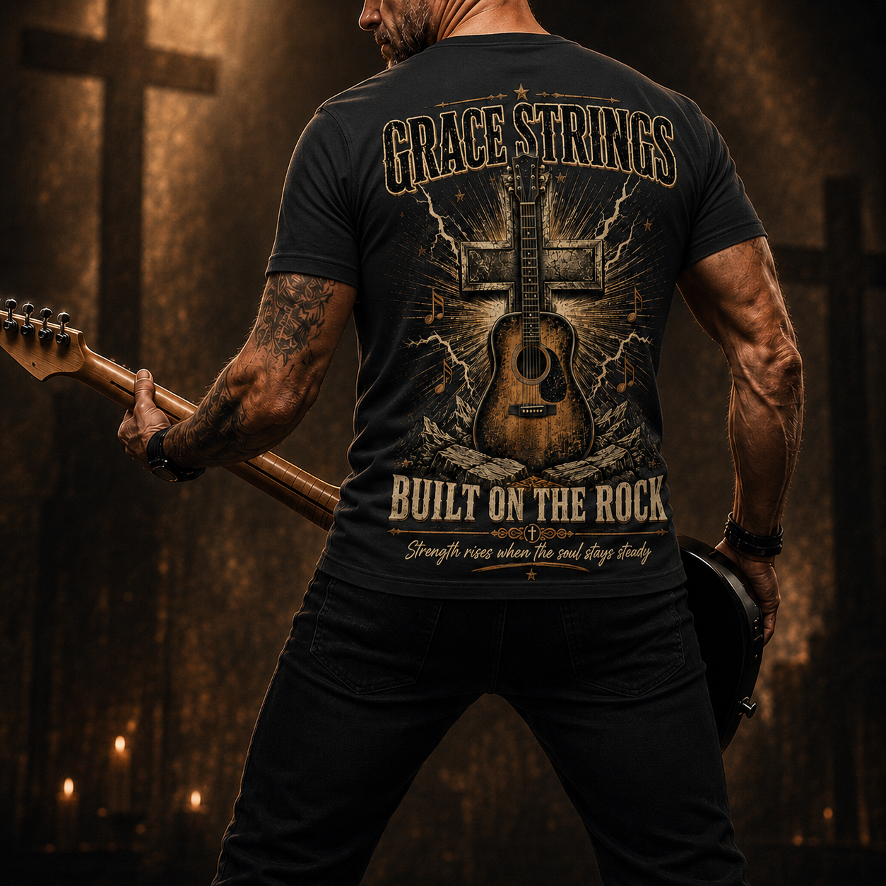 Grace Strings Built On The Rock T-Shirt