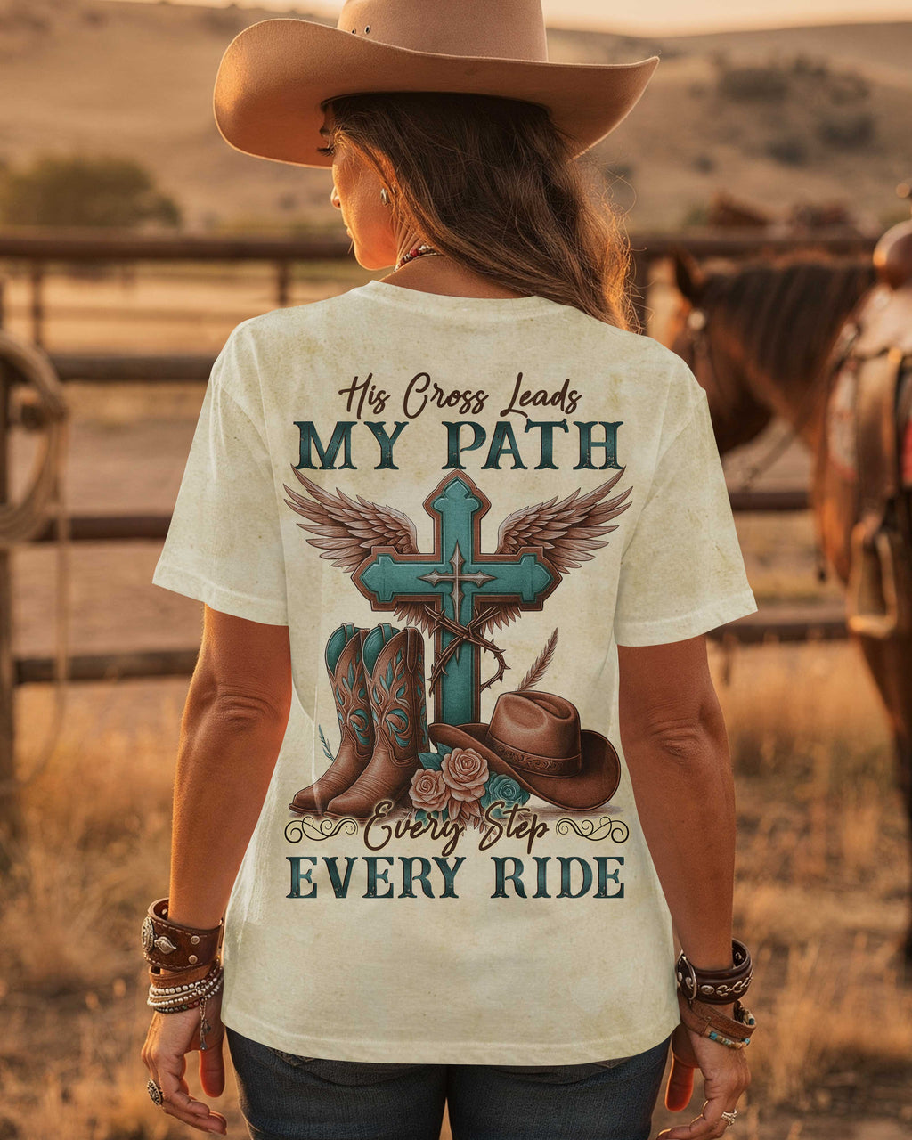 His Cross Leads My Path Every Step Every Ride T-Shirt