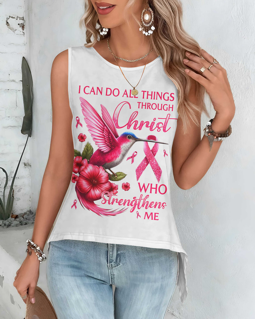 I Can Do All Things Through Christ Crop Out Wrap Back Tank Top